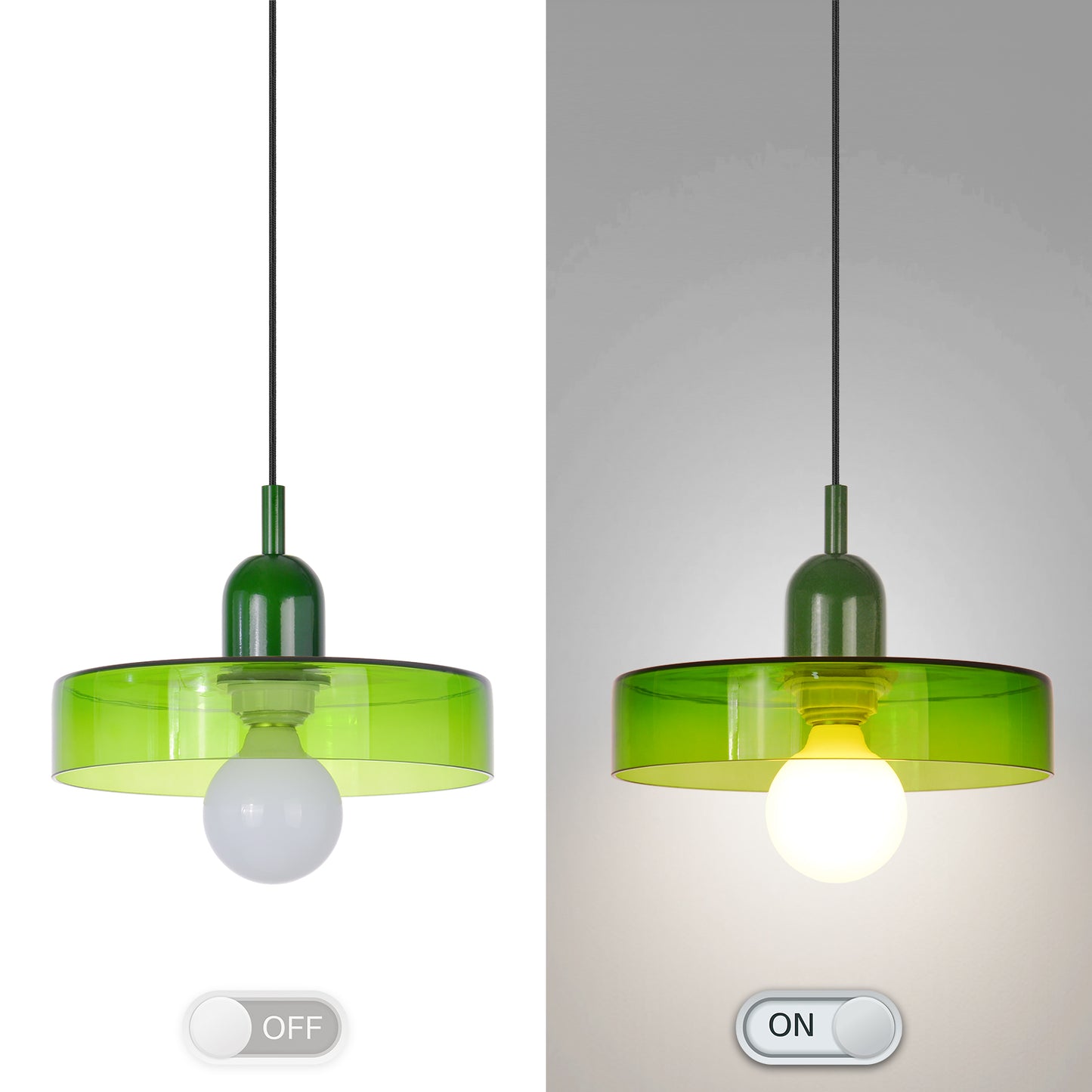 (M)1-Light Glass Pendant Light Fixture Modern Green/Light Green Small Lamps for Living Room/Kitchen