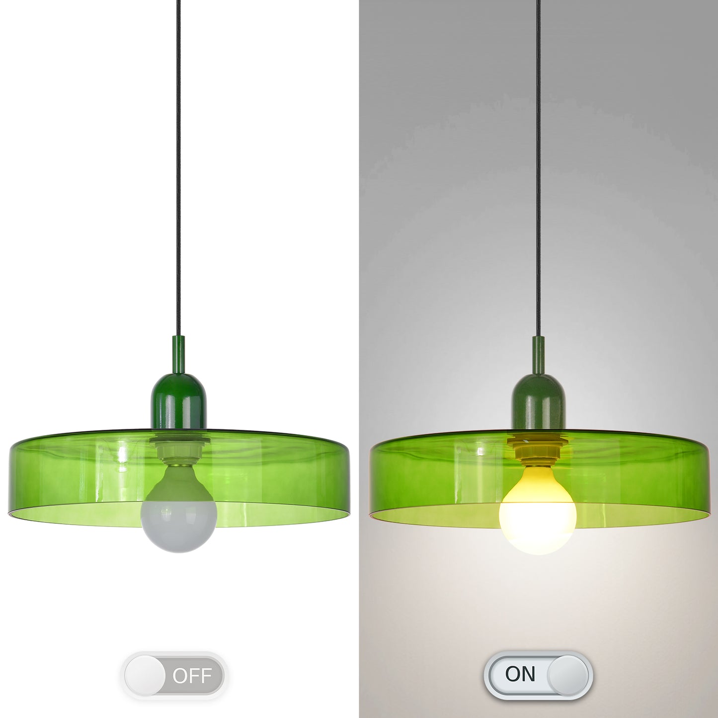 (M)1-Light Glass Pendant Light Fixture Modern Green/Light Green Small Lamps for Living Room/Kitchen