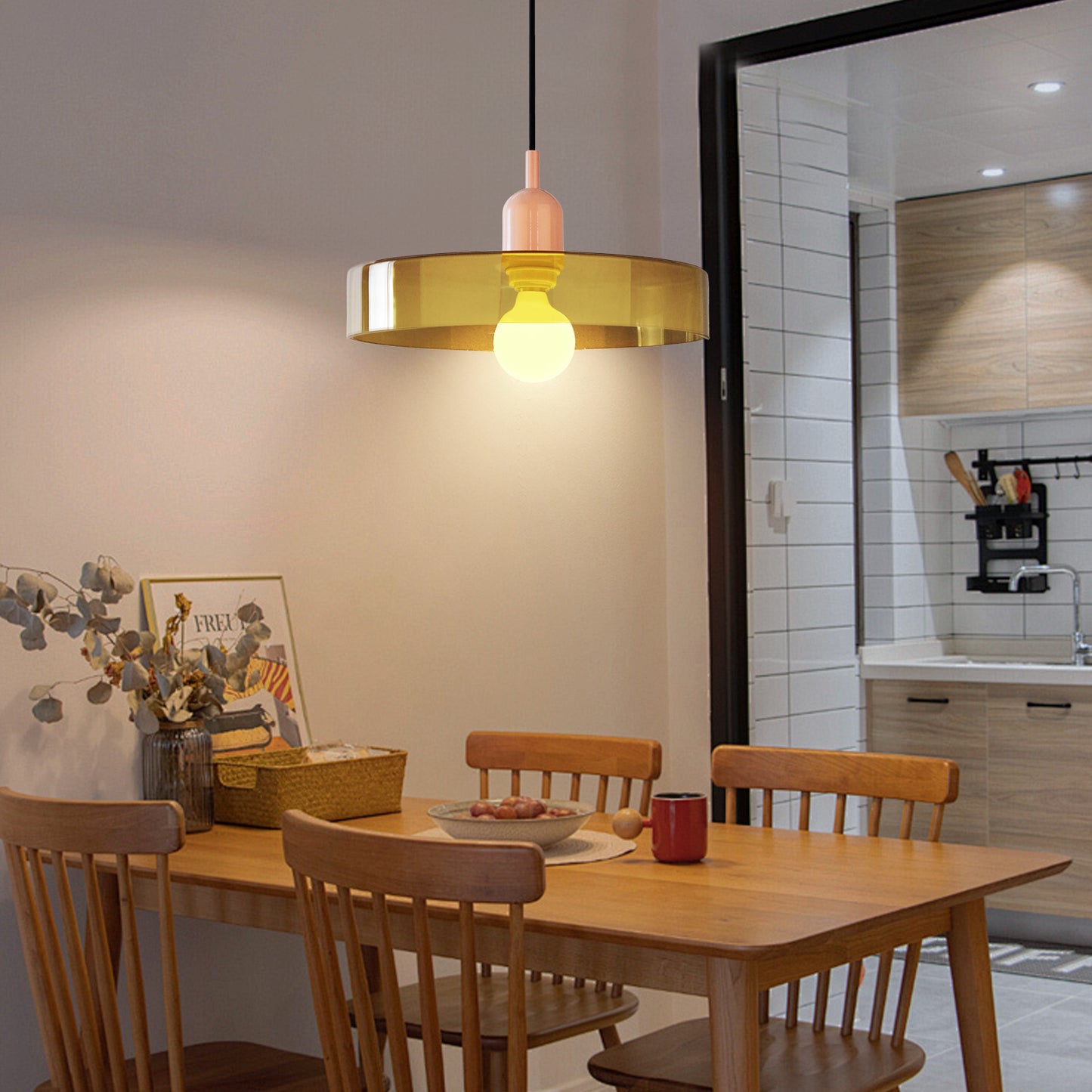 (M)1-Light Glass Pendant Light Fixture Modern Green Small Lamps for Living Room/Kitchen