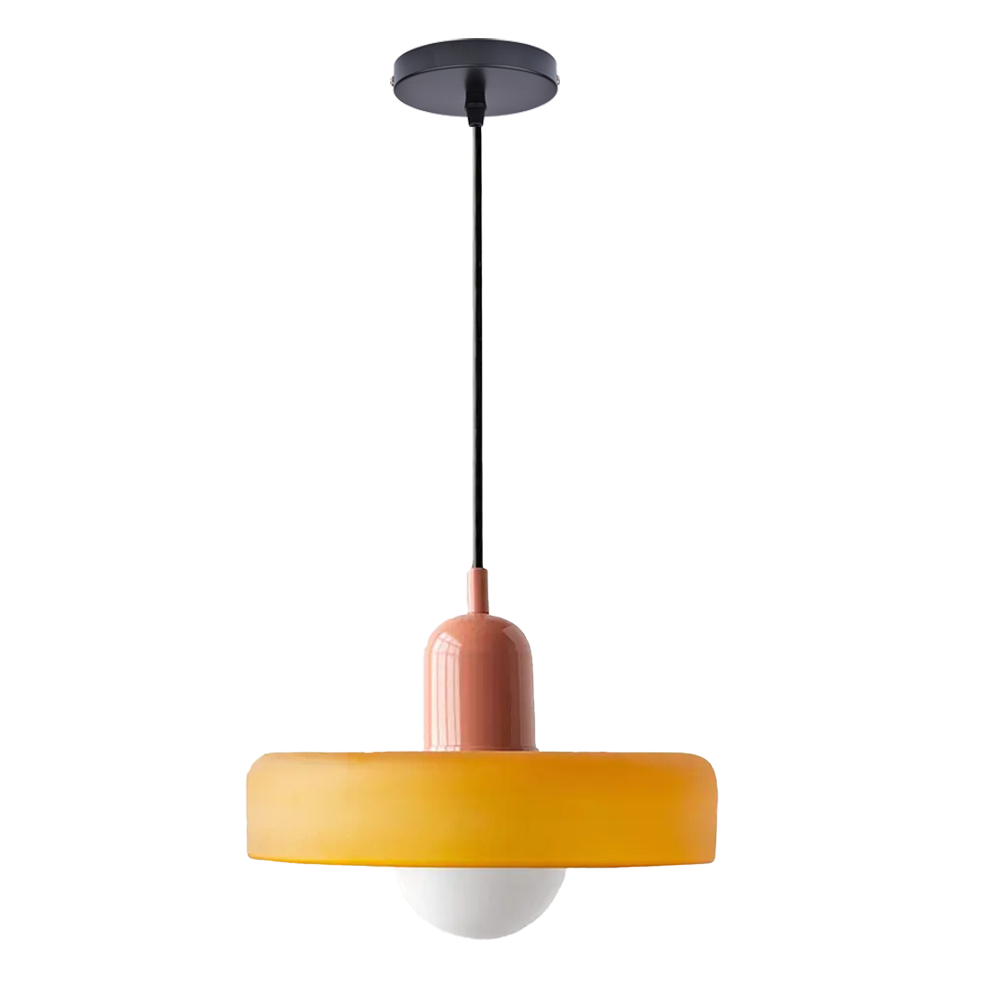 (M)Mid Century Modern Pendant Light Orange Glass Hanging Light Nordic Large Single Lamp Vintage Farmhouse Dining Room Chandelier Over Table Kitchen Island Bedroom Hallway Restaurant