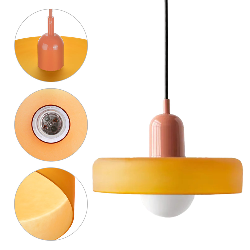 (M)Mid Century Modern Pendant Light Orange Glass Hanging Light Nordic Large Single Lamp Vintage Farmhouse Dining Room Chandelier Over Table Kitchen Island Bedroom Hallway Restaurant