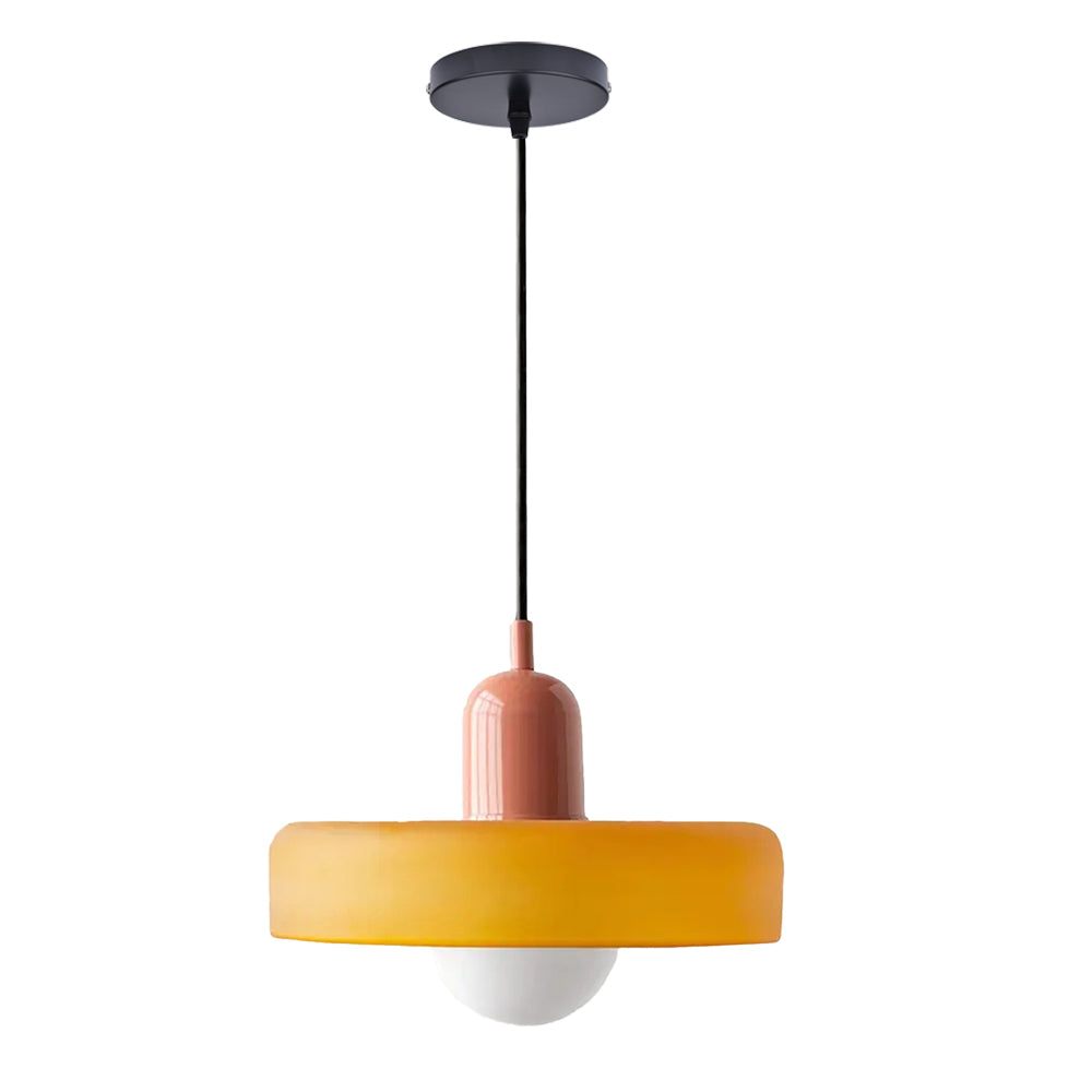 (M)Mid Century Modern Pendant Light Orange Glass Hanging Light Nordic Large Single Lamp Vintage Farmhouse Dining Room Chandelier Over Table Kitchen Island Bedroom Hallway Restaurant