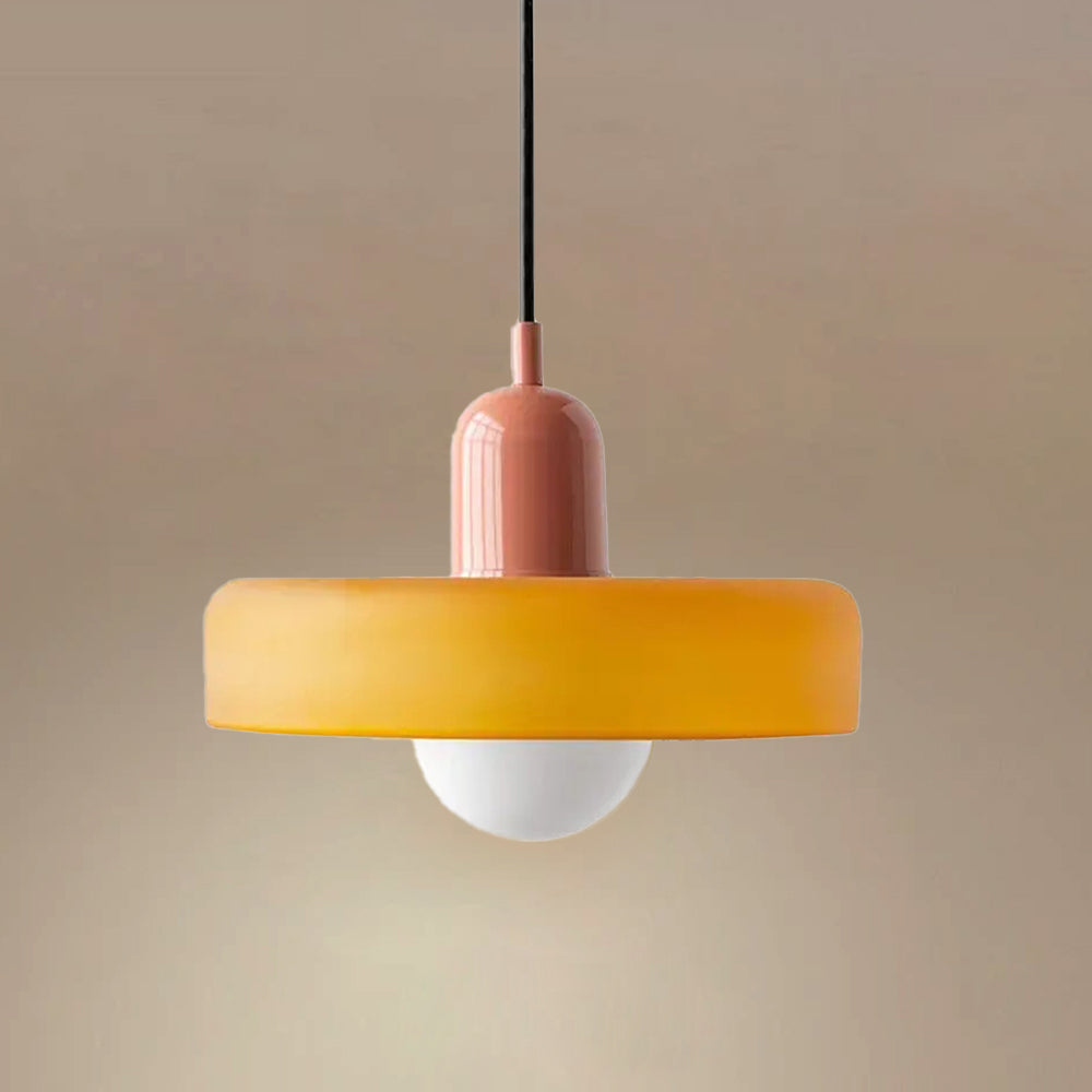 (M)Mid Century Modern Pendant Light Orange Glass Hanging Light Nordic Large Single Lamp Vintage Farmhouse Dining Room Chandelier Over Table Kitchen Island Bedroom Hallway Restaurant