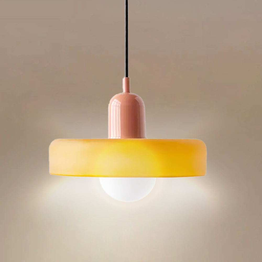 (M)Mid Century Modern Pendant Light Orange Glass Hanging Light Nordic Large Single Lamp Vintage Farmhouse Dining Room Chandelier Over Table Kitchen Island Bedroom Hallway Restaurant