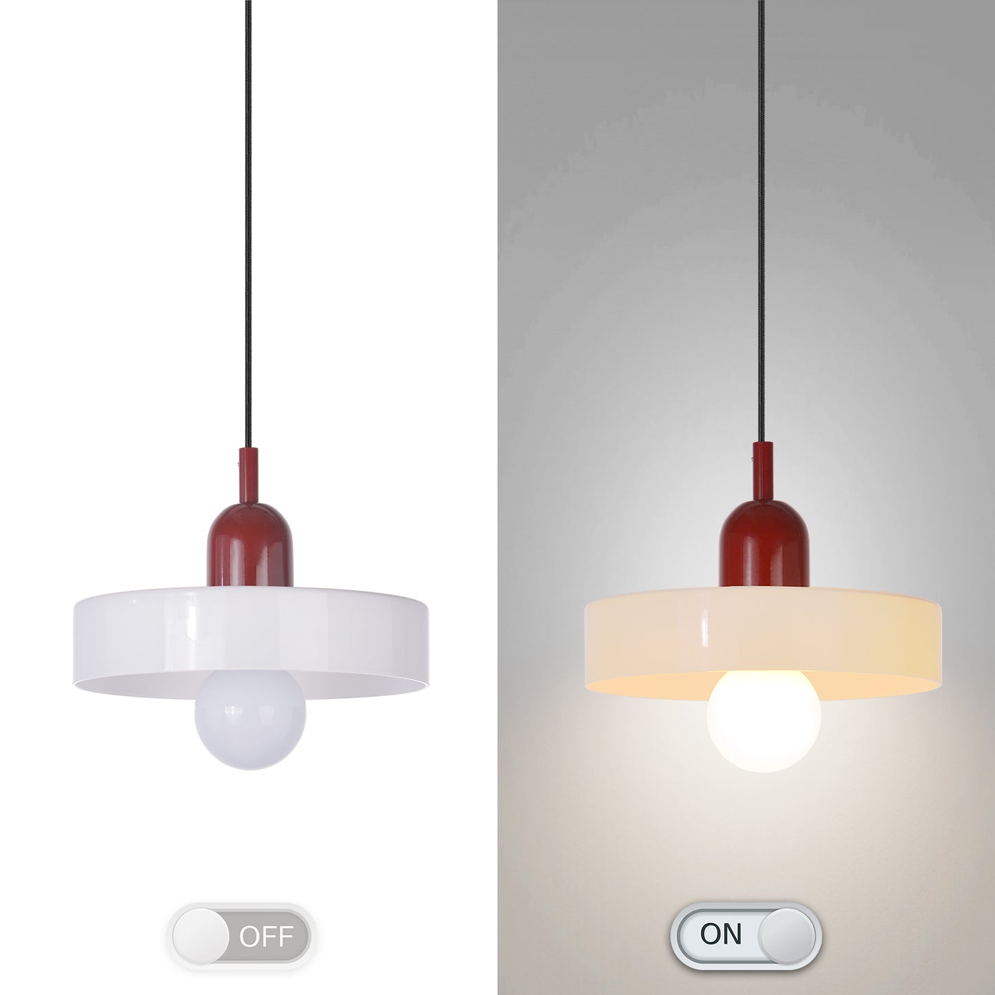 (M)1-Light Glass Pendant Light Fixture Modern Red White Small Lamps for Living Room/Kitchen