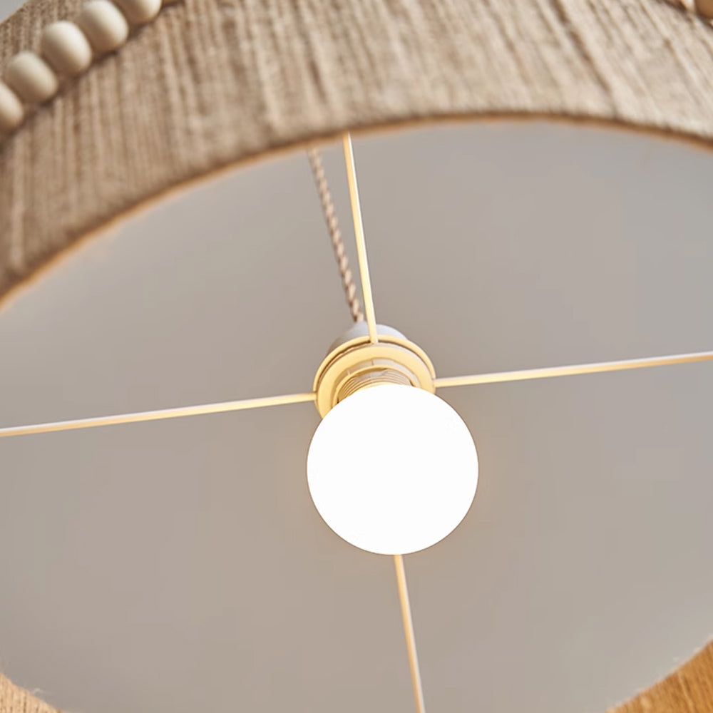 (Q) 15.75-Inch Hemp Rope Pendant Light, Bohemian Style Cylindrical Hemp Rope Pendant Light, Suitable for Living Room, Bedroom, Kitchen