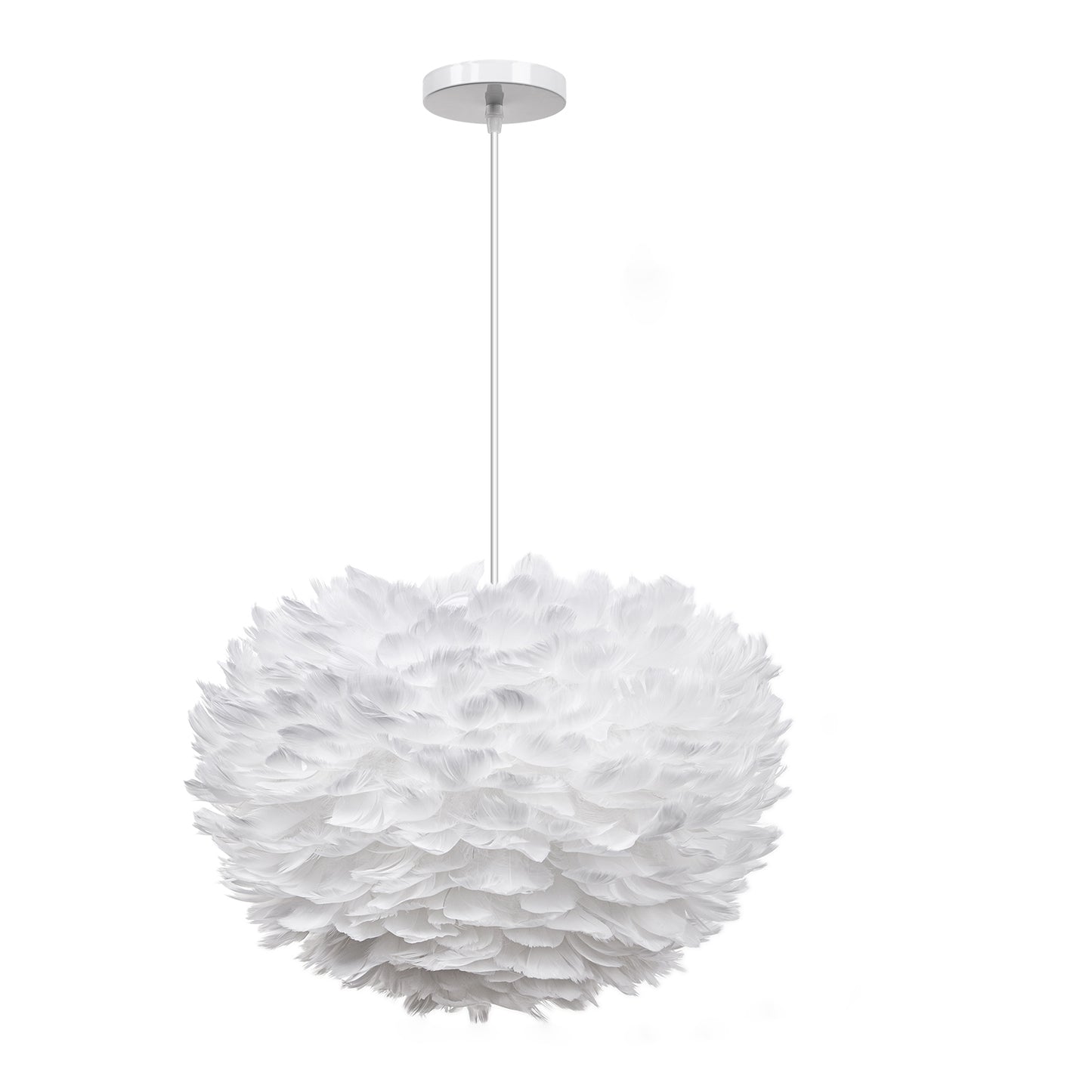 (M)Pendant Light Globe White Feather Chandelier E27 for Children's Bedroom Living Room