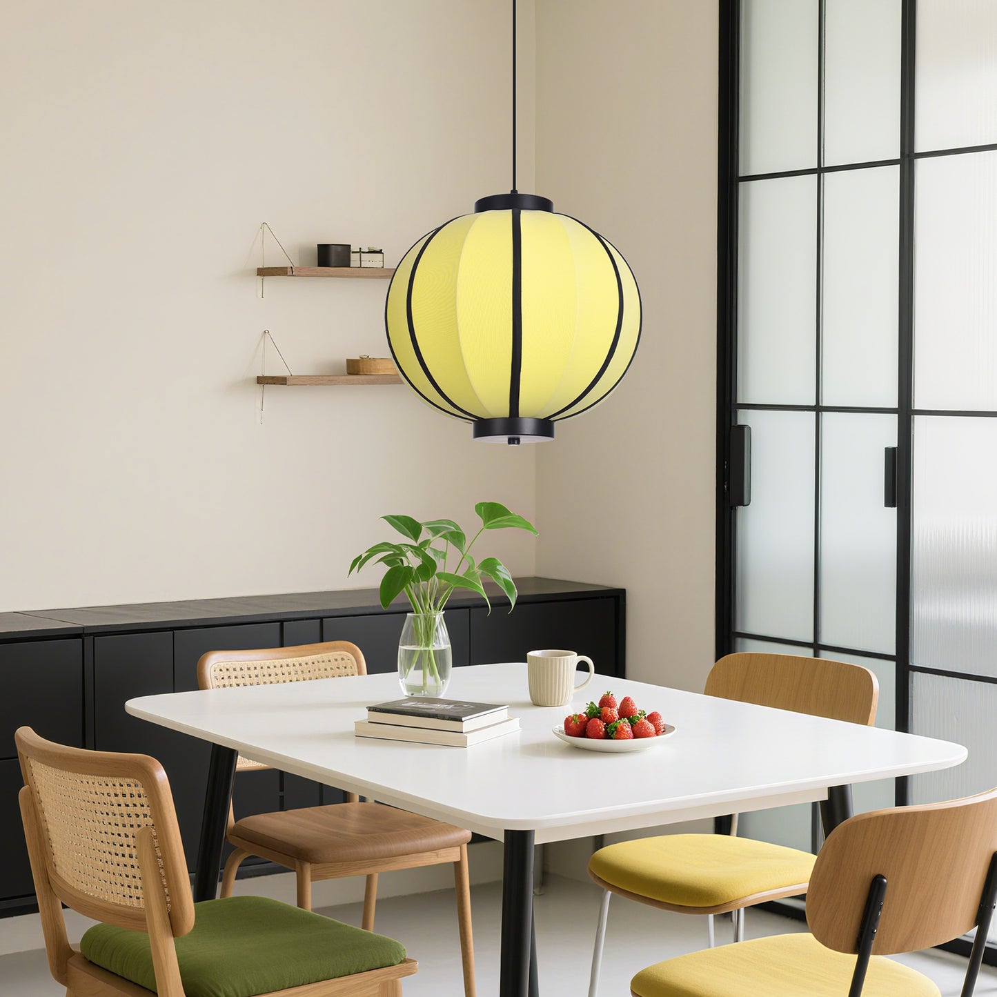 (X)Handmade Fabric Pendant Light, Modern Beige Cylinder Shade for Bedrooms and Living Rooms
