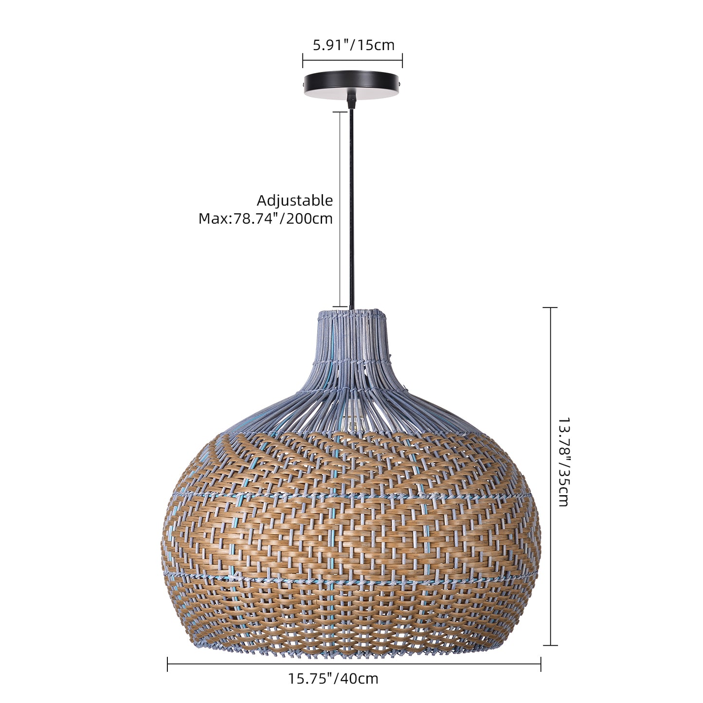 (X)Handcrafted Rattan Cylinder Pendant Light - Decorative Lighting for Living Room and Study