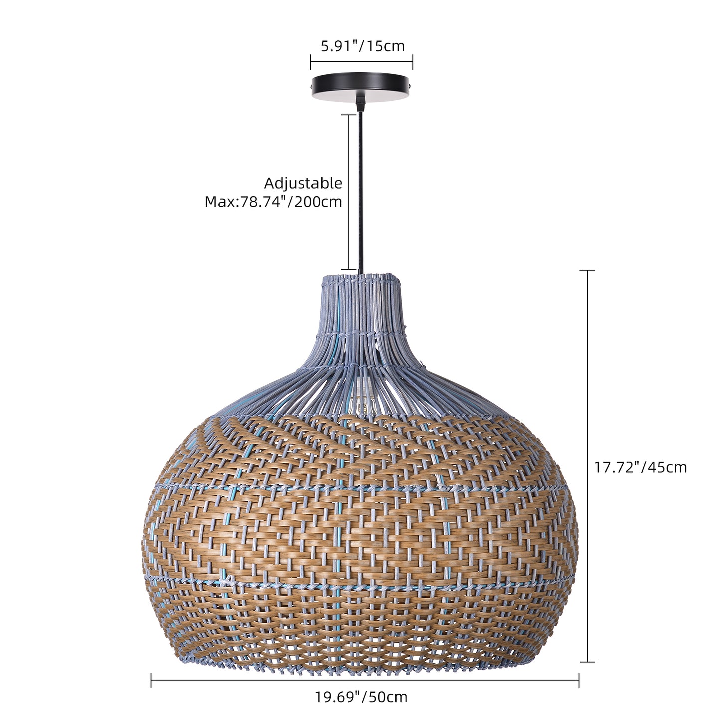 (X)Handcrafted Rattan Cylinder Pendant Light - Decorative Lighting for Living Room and Study