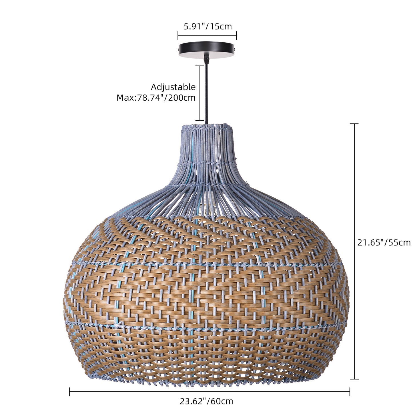 (X)Handcrafted Rattan Cylinder Pendant Light - Decorative Lighting for Living Room and Study