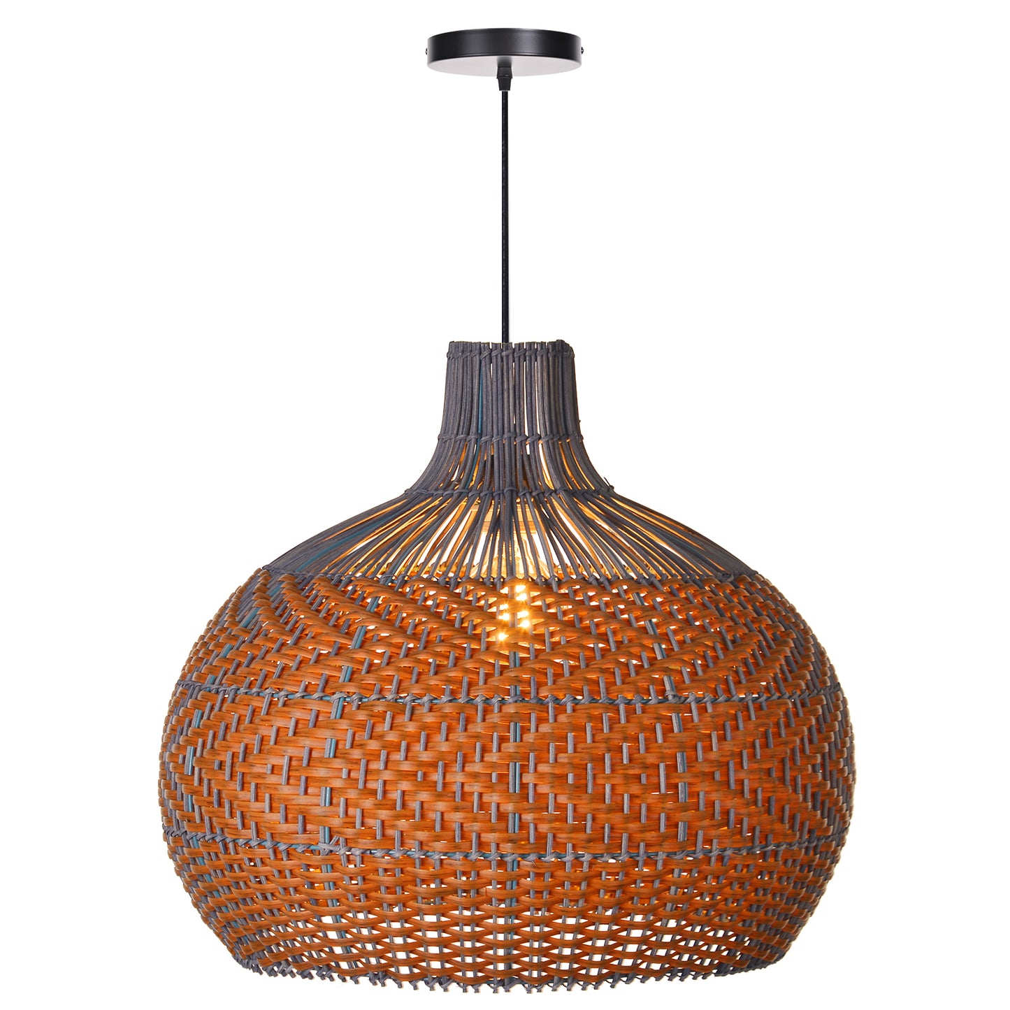 (X)Handcrafted Rattan Cylinder Pendant Light - Decorative Lighting for Living Room and Study