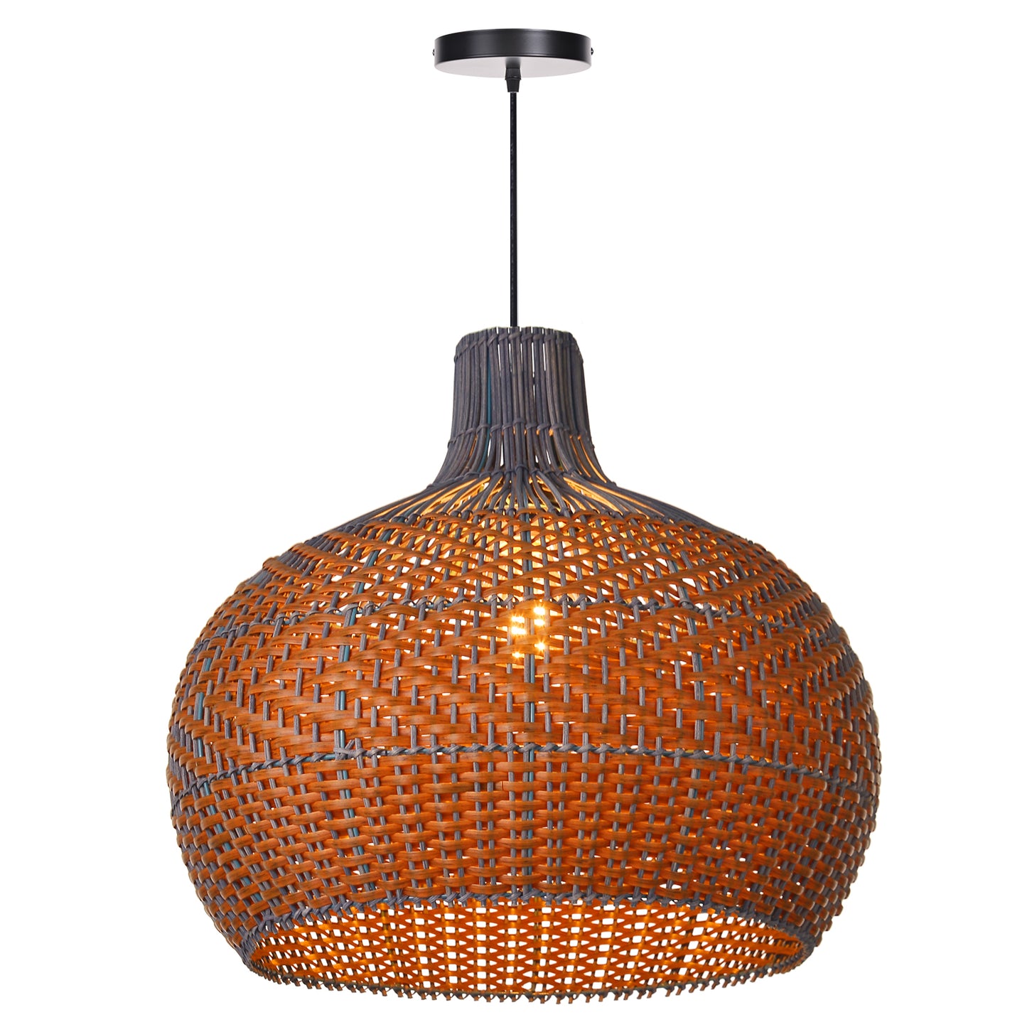 (X)Handcrafted Rattan Cylinder Pendant Light - Decorative Lighting for Living Room and Study