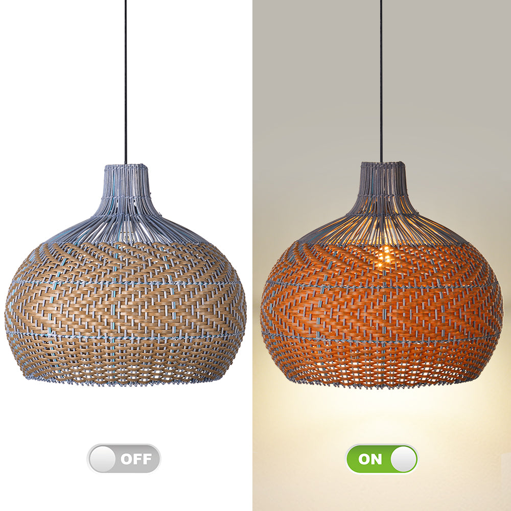 (X)Handcrafted Rattan Cylinder Pendant Light - Decorative Lighting for Living Room and Study