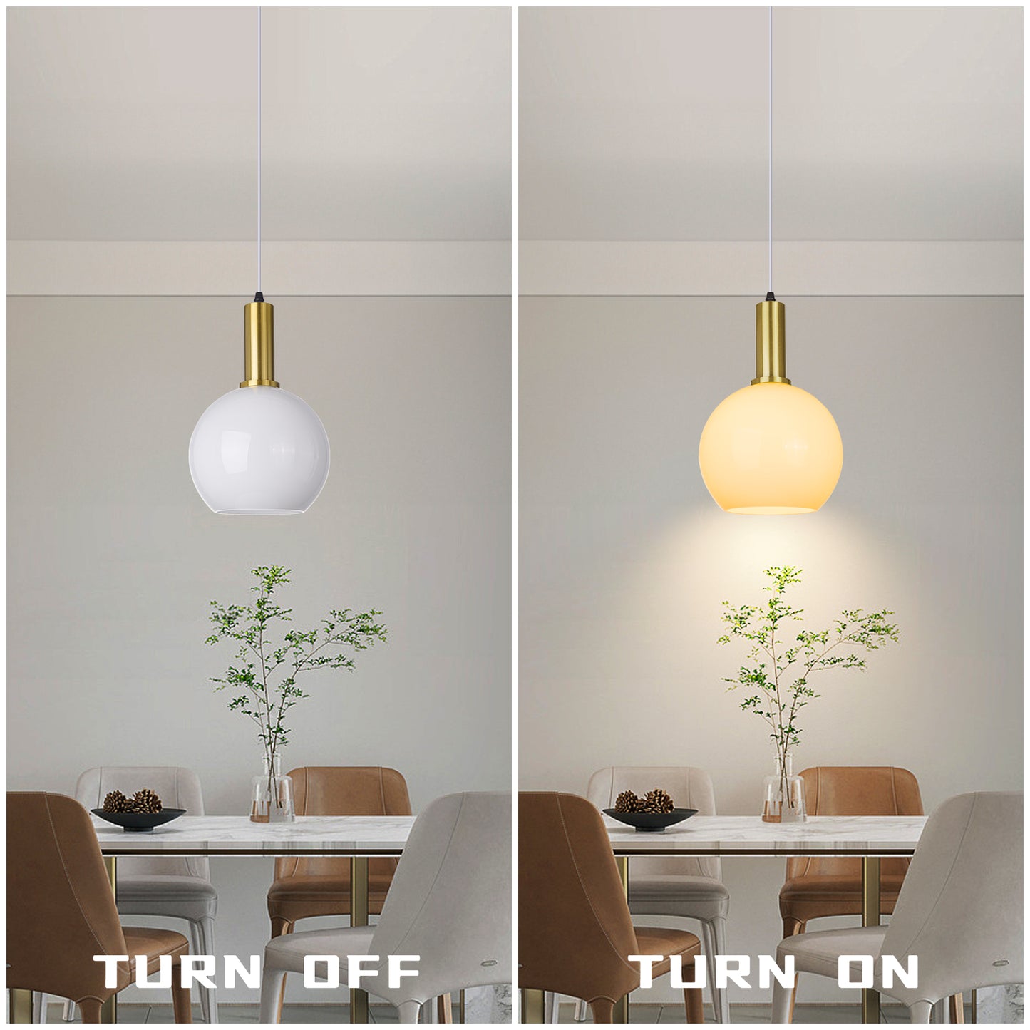 (Q) Milky White Glass Pendant Light, Modern Style Spherical Pendant Light, Suitable For Bedrooms, Living Rooms, Dining Rooms