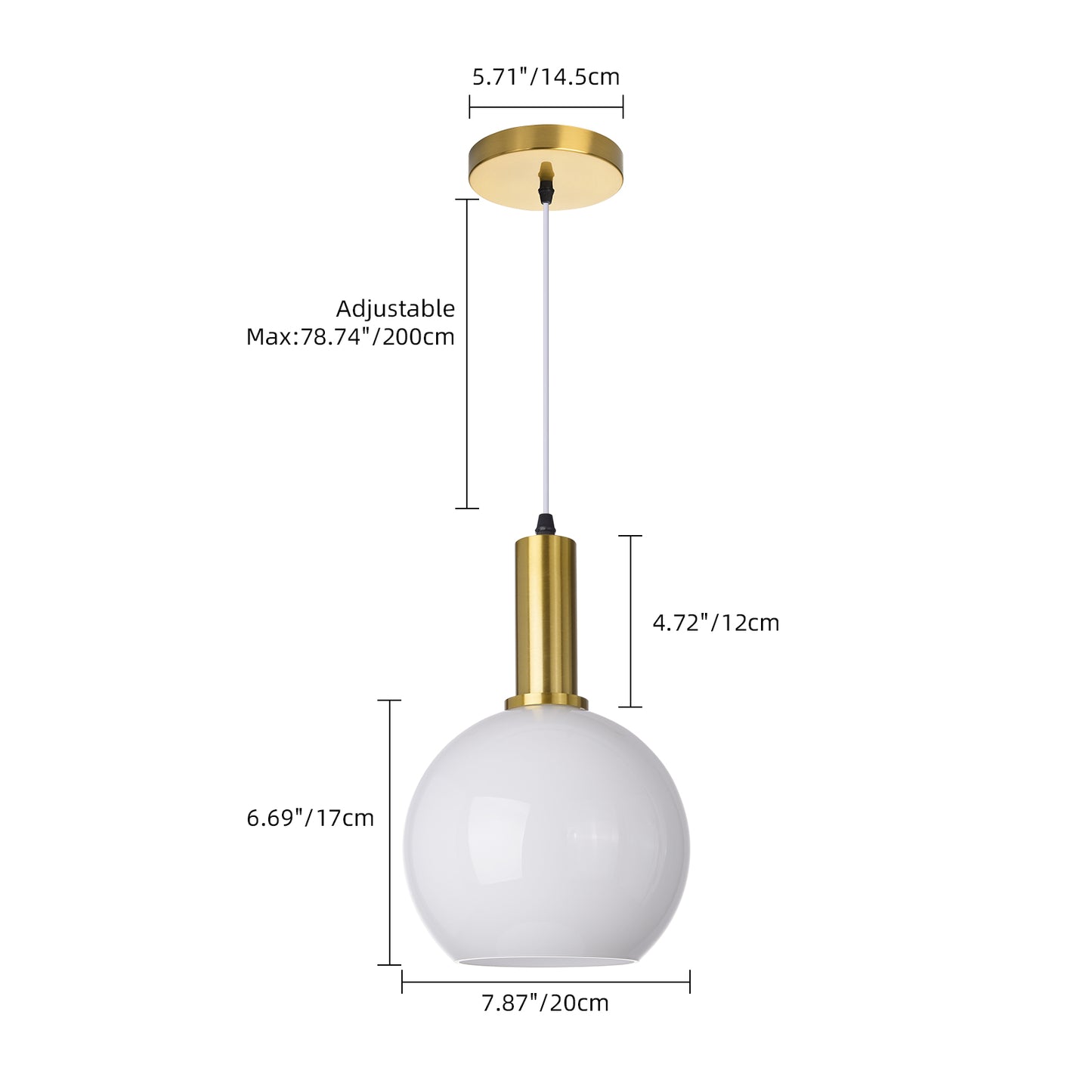 (Q) Milky White Glass Pendant Light, Modern Style Spherical Pendant Light, Suitable For Bedrooms, Living Rooms, Dining Rooms