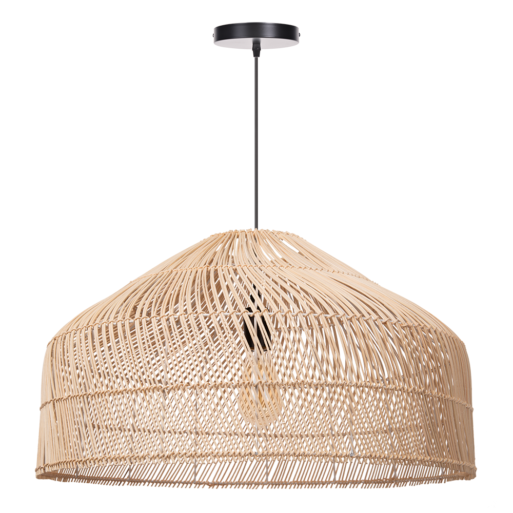 (Q)23 Inch Bohemian Style Pendant Light,Japanese Bamboo and Rattan Hand Woven Pendant Light,Suitable for Kitchen Island,Bedroom,Living Room