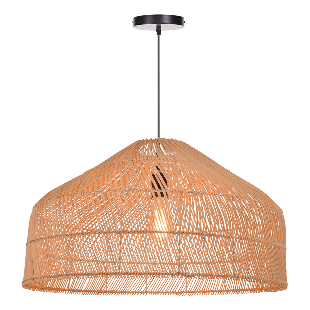 (Q)23 Inch Bohemian Style Pendant Light,Japanese Bamboo and Rattan Hand Woven Pendant Light,Suitable for Kitchen Island,Bedroom,Living Room
