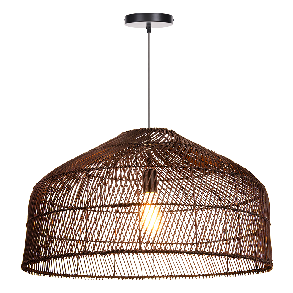 (Q)23 Inch Bohemian Style Pendant Light,Japanese Bamboo and Rattan Hand Woven Pendant Light,Suitable for Kitchen Island,Bedroom,Living Room