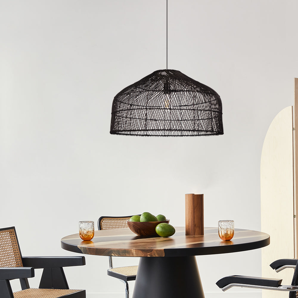 (Q)23 Inch Bohemian Style Pendant Light,Japanese Bamboo and Rattan Hand Woven Pendant Light,Suitable for Kitchen Island,Bedroom,Living Room