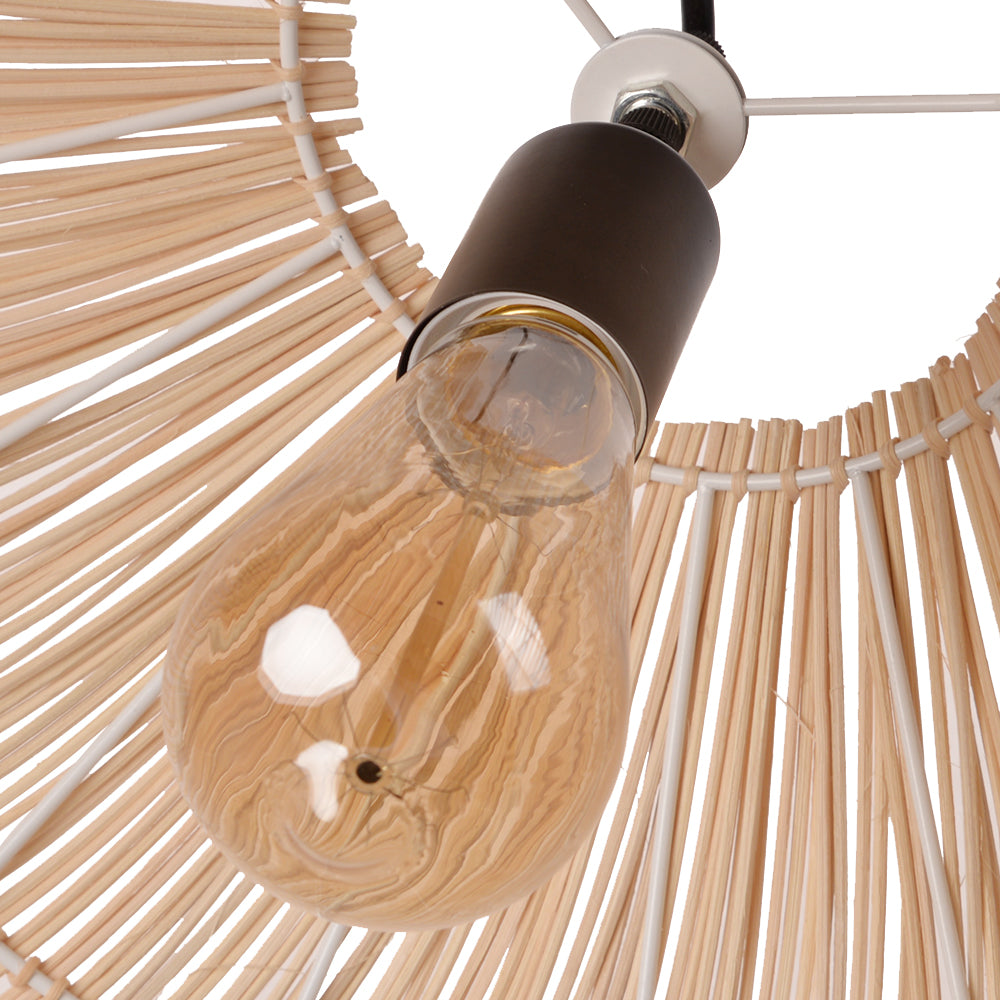 (Q)23 Inch Bohemian Style Pendant Light,Japanese Bamboo and Rattan Hand Woven Pendant Light,Suitable for Kitchen Island,Bedroom,Living Room