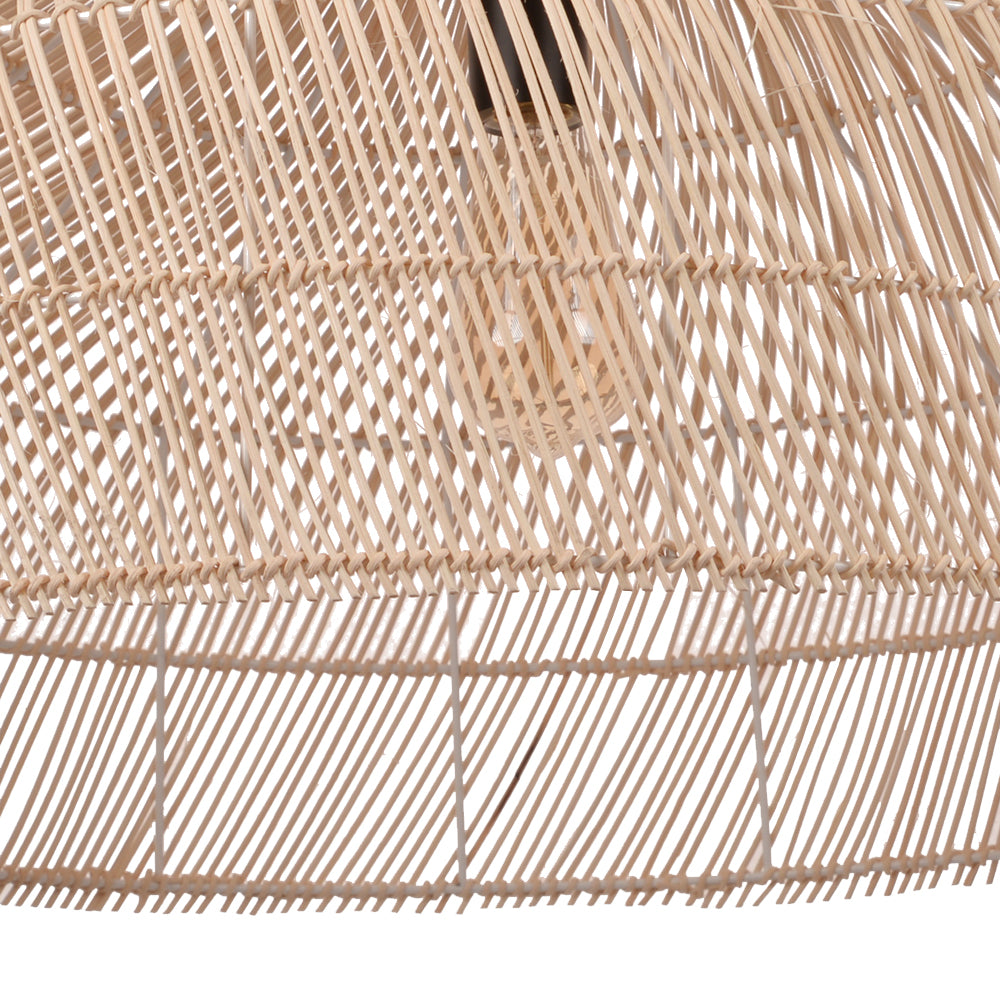 (Q)23 Inch Bohemian Style Pendant Light,Japanese Bamboo and Rattan Hand Woven Pendant Light,Suitable for Kitchen Island,Bedroom,Living Room