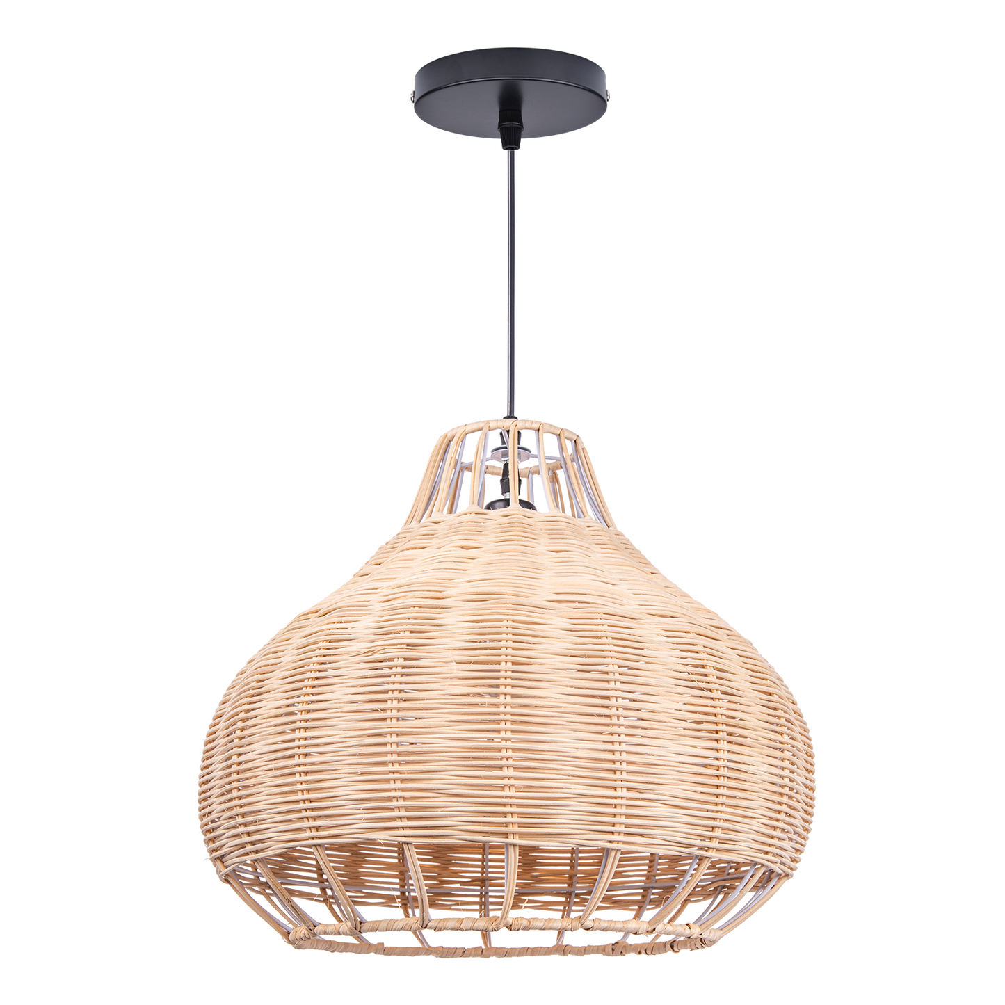 (Q)15.75 Inch Rattan Pendant Light,Bohemian Rattan Woven Pendant Light Fixture,Suitable for Kitchen Island,Farmhouse,Dining Room,Bedroom
