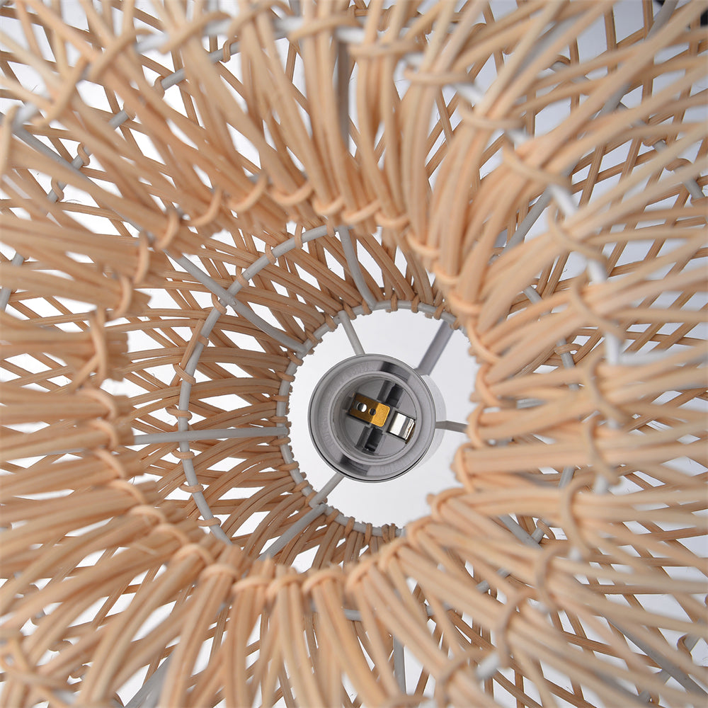 (M)1-Light Rattan Pendant Lighting Globe Handmade Lampshade for Bedroom