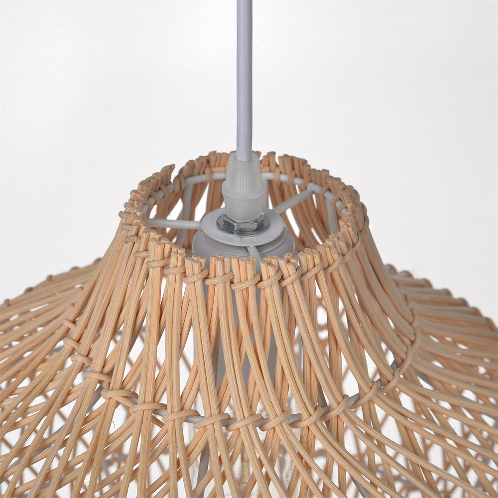 (M)1-Light Rattan Pendant Lighting Globe Handmade Lampshade for Bedroom