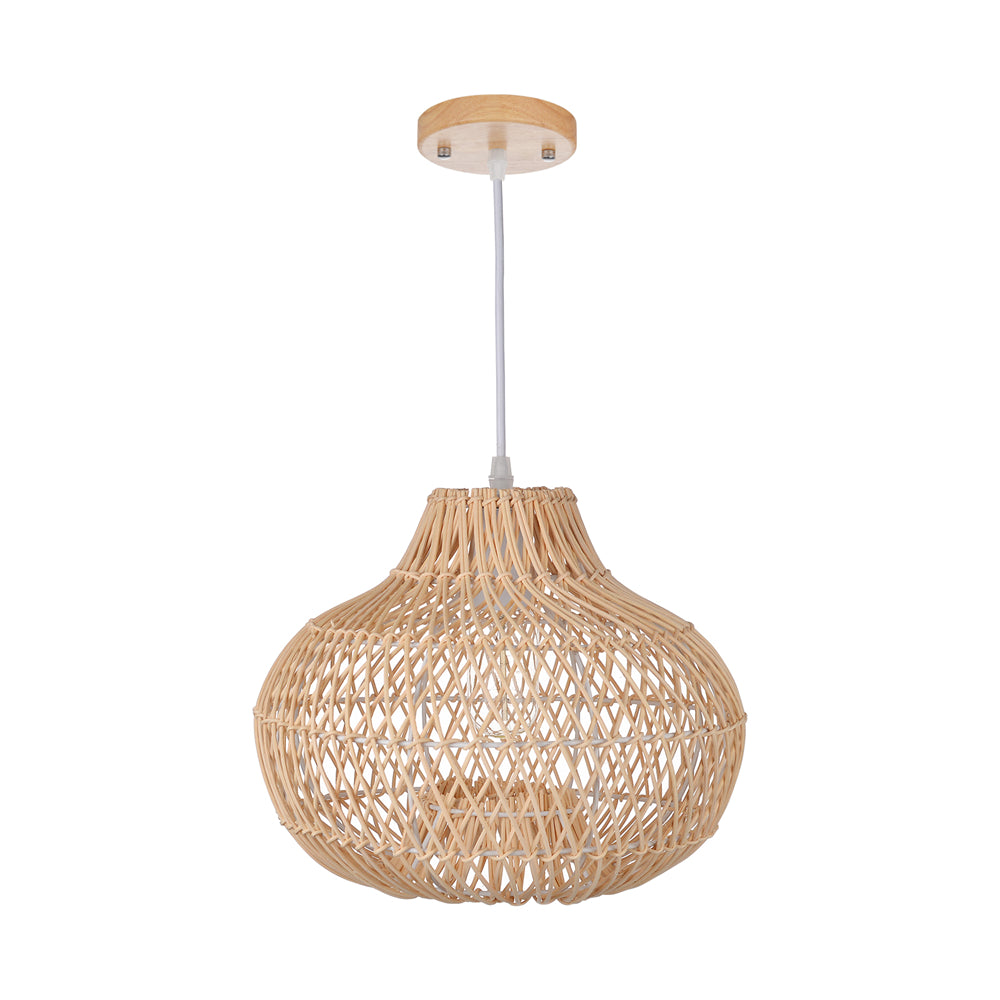 (M)1-Light Rattan Pendant Lighting Globe Handmade Lampshade for Bedroom