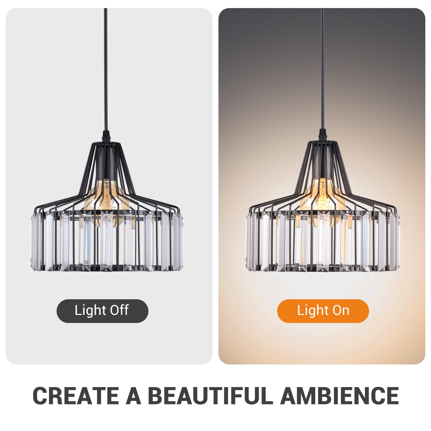 (Q)Modern Nordic Style Black Crystal Chandelier, Creative Personalized Lampshade, Suitable for Dining Rooms, Living Rooms, Kitchens