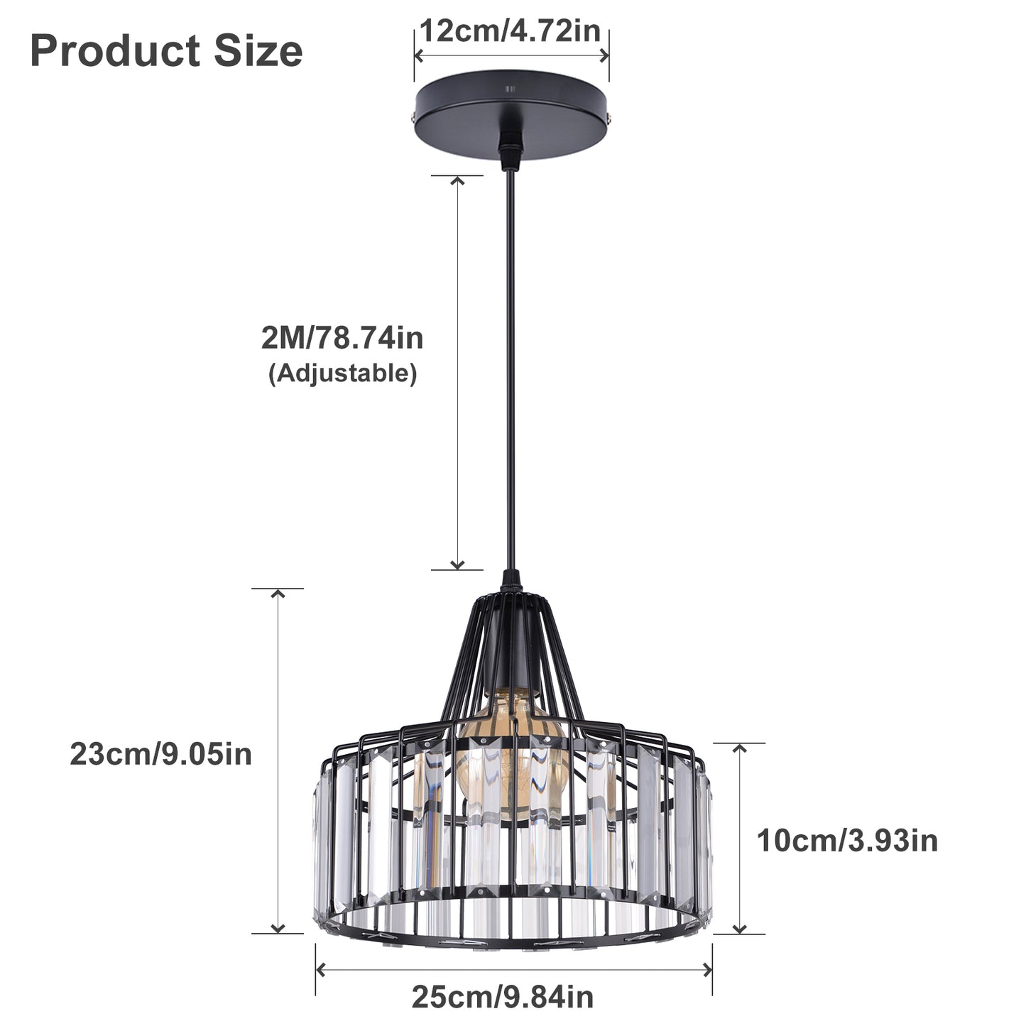 (Q)Modern Nordic Style Black Crystal Chandelier, Creative Personalized Lampshade, Suitable for Dining Rooms, Living Rooms, Kitchens