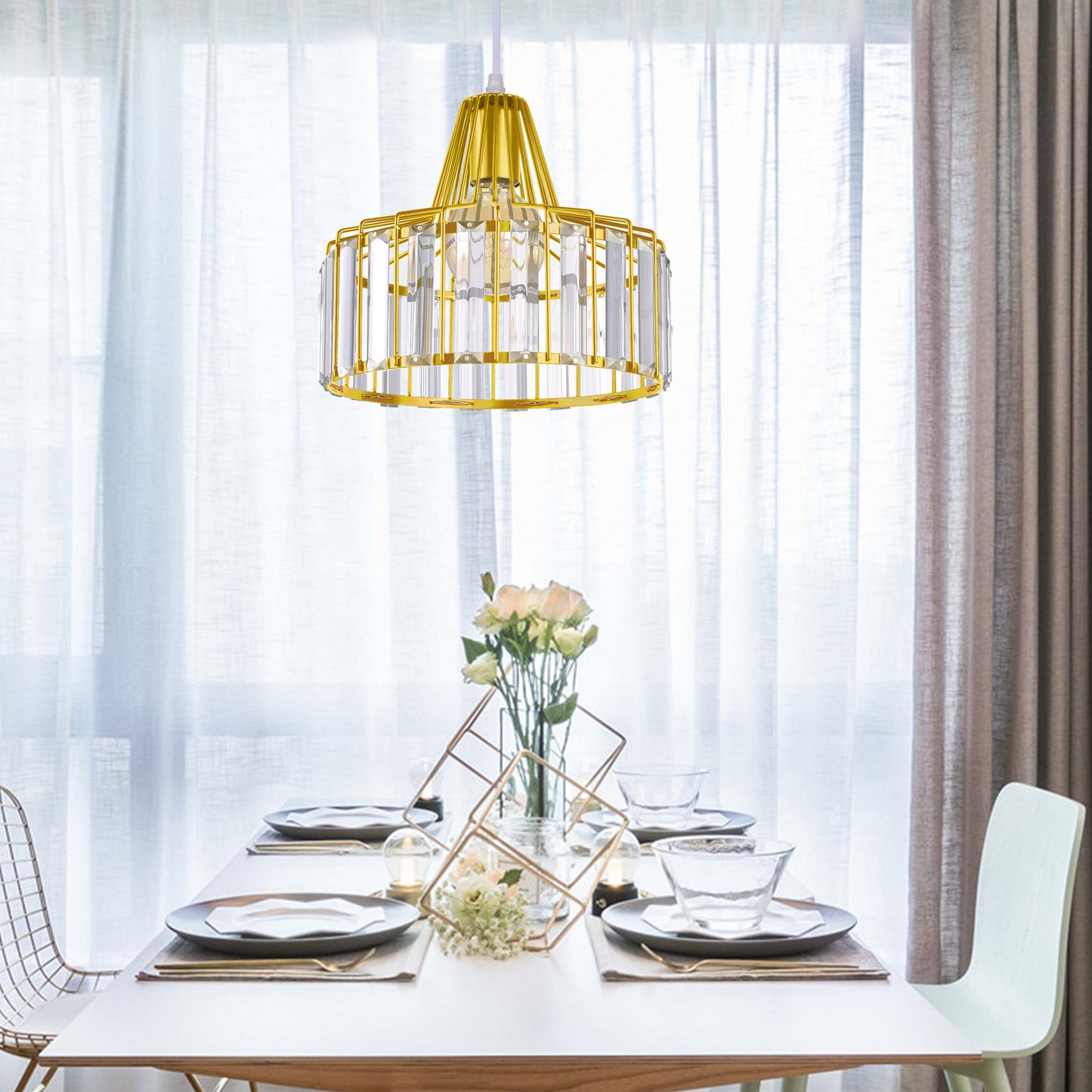 (Q)Modern Nordic Style Crystal Chandelier,Creative and Personalized Lampshade,Suitable for Dining Rooms,Living Rooms,Kitchens,and Bathrooms