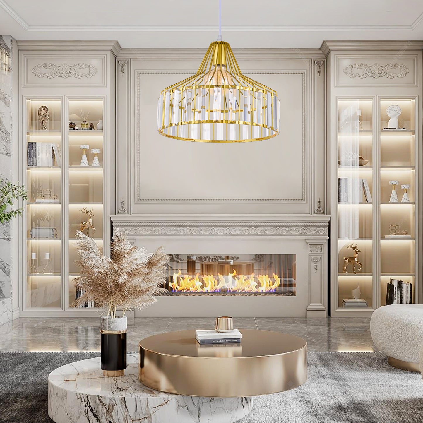 (Q)Modern Nordic Style Crystal Chandelier,Creative and Personalized Lampshade,Suitable for Dining Rooms,Living Rooms,Kitchens,and Bathrooms