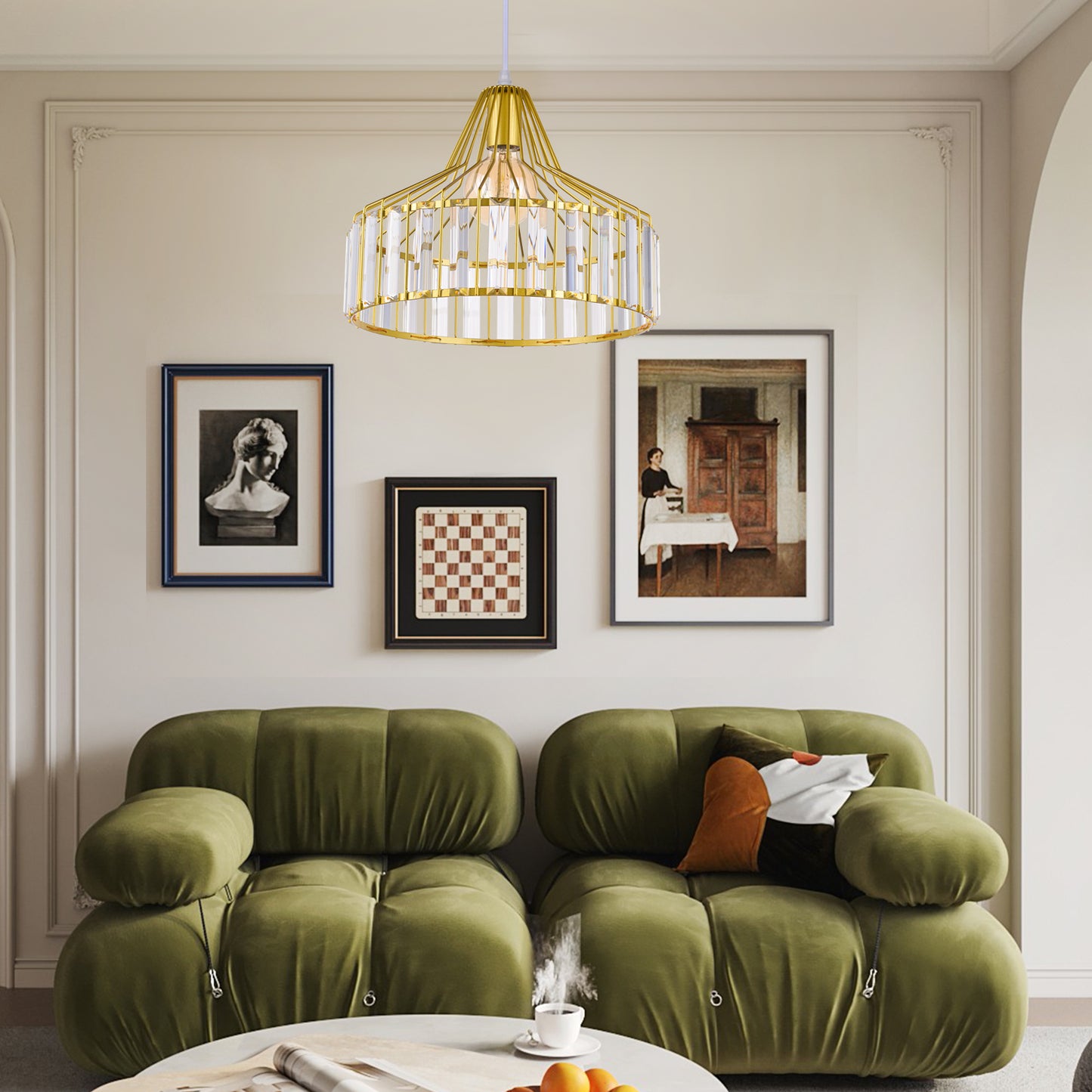 (Q)Modern Nordic Style Crystal Chandelier,Creative and Personalized Lampshade,Suitable for Dining Rooms,Living Rooms,Kitchens,and Bathrooms