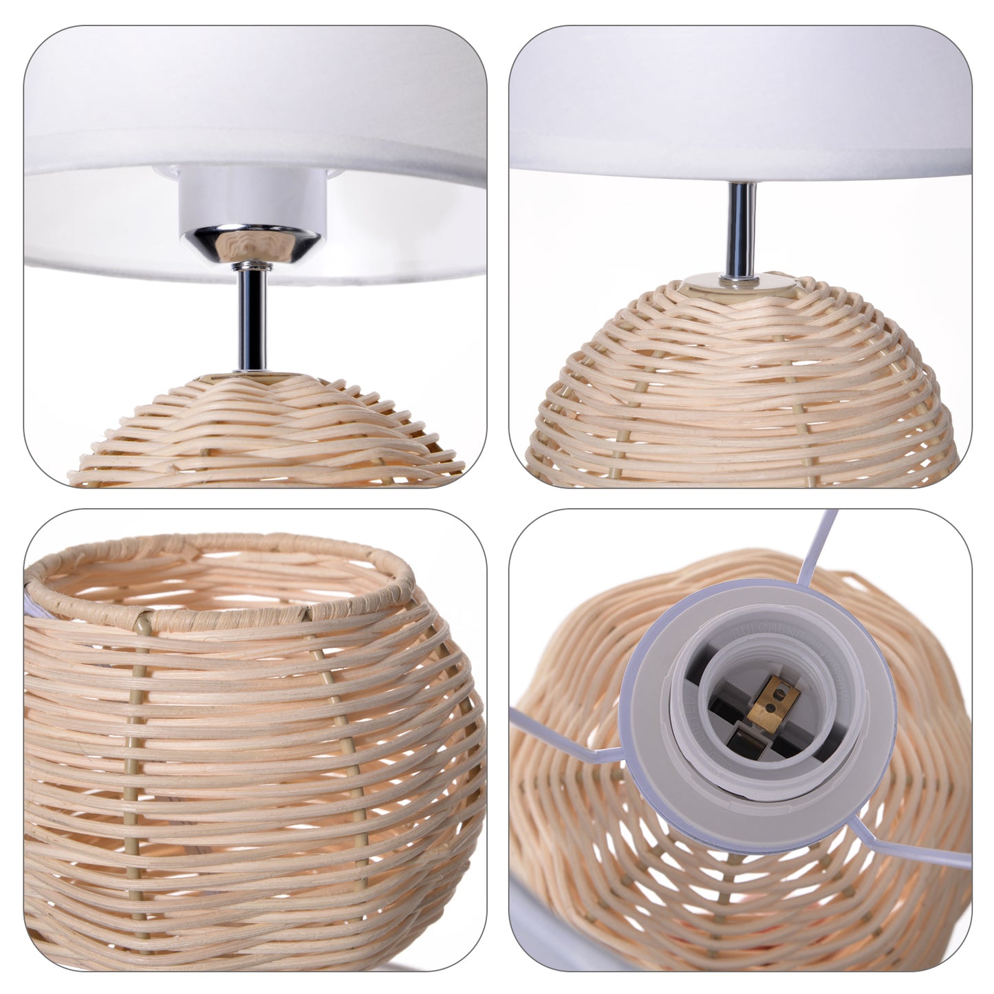 (Z)ARTURESTHOME Modern Cloth Table Lamps for Bedroom & Living Room - Soft Light Fabric Design
