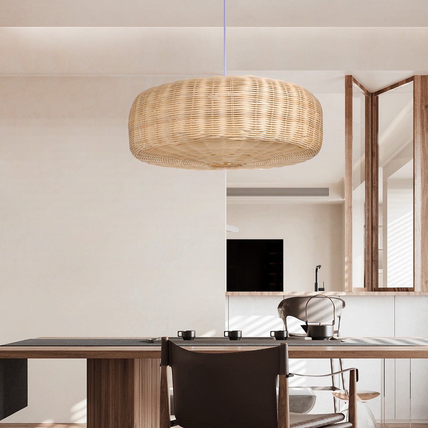 (Q)19.68 Inch Rattan Pendant Light, Bohemian Nest Shaped Lampshade Rattan Pendant Light, Suitable for Bedrooms, Living Rooms, Kitchens, Islands