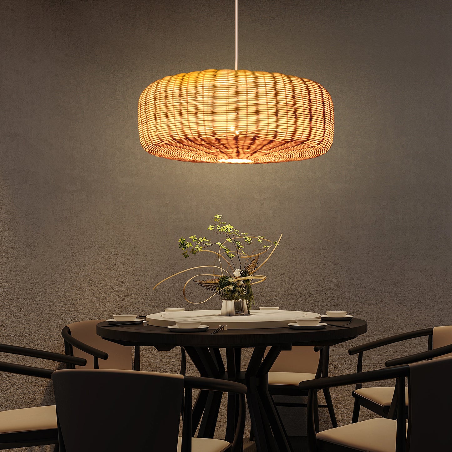 (Q)19.68 Inch Rattan Pendant Light, Bohemian Nest Shaped Lampshade Rattan Pendant Light, Suitable for Bedrooms, Living Rooms, Kitchens, Islands