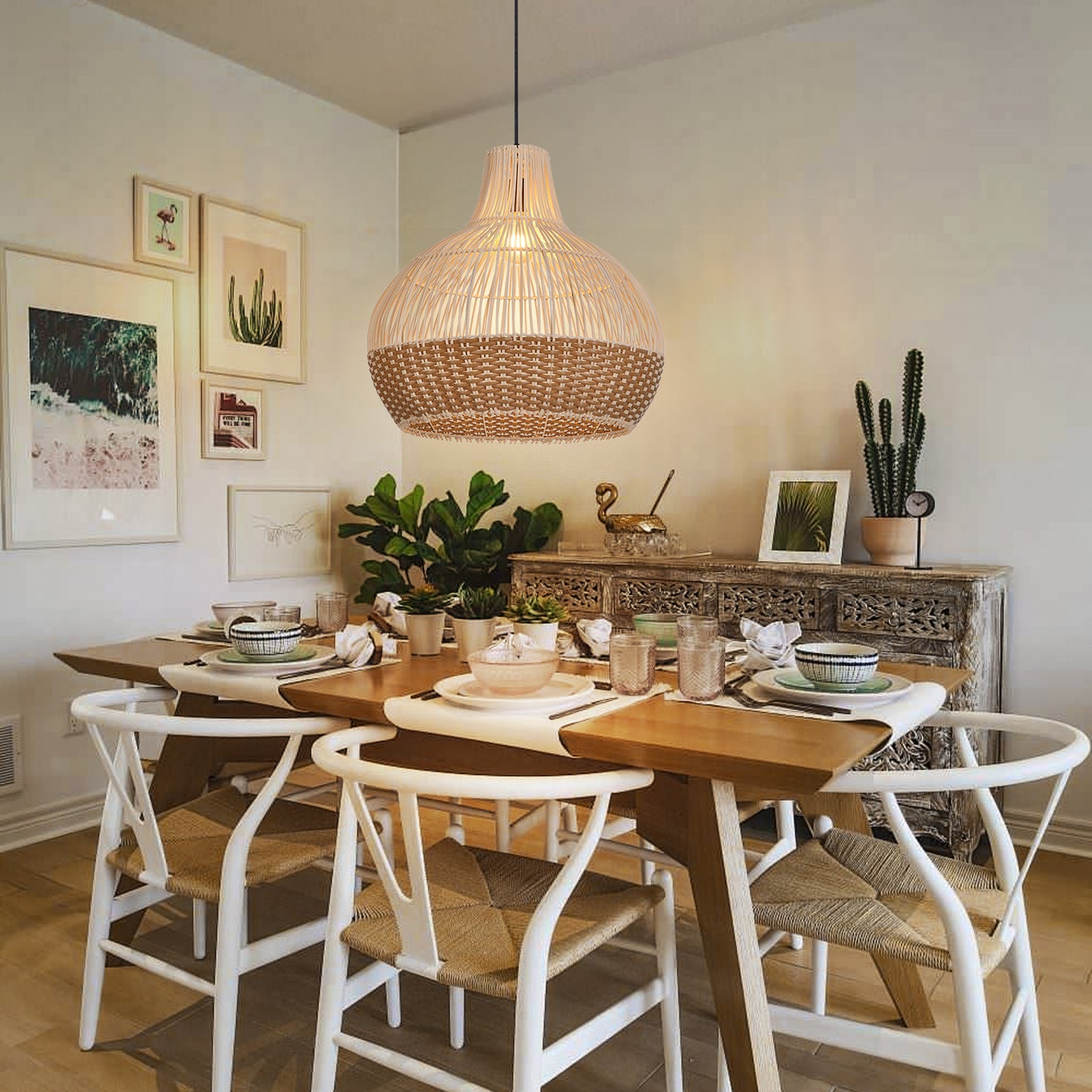 (Q)19.68 Inch Hand Woven Rattan Pendant Light, Modern Bohemian Style Rattan Pendant Light, Suitable For Various Bedrooms And Living Rooms