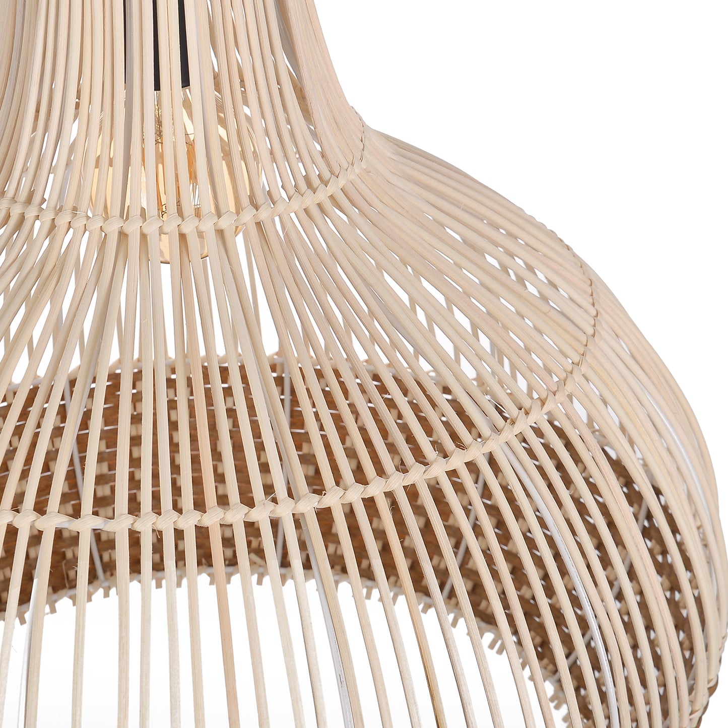 (Q)19.68 Inch Hand Woven Rattan Pendant Light, Modern Bohemian Style Rattan Pendant Light, Suitable For Various Bedrooms And Living Rooms