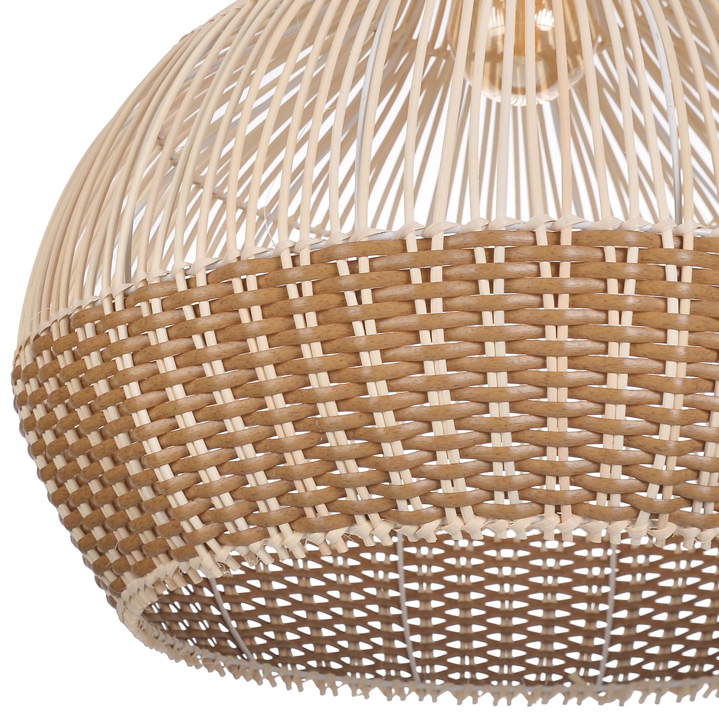 (Q)19.68 Inch Hand Woven Rattan Pendant Light, Modern Bohemian Style Rattan Pendant Light, Suitable For Various Bedrooms And Living Rooms