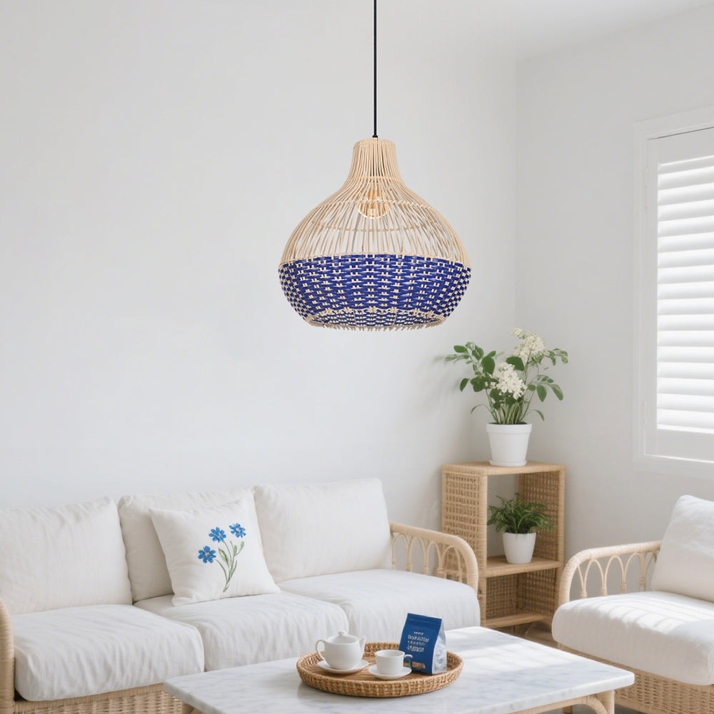 (Q) Handmade Rattan Pendant Light, Bohemian Style Rattan Pendant Light, Suitable For Kitchen, Bedroom, Living Room.
