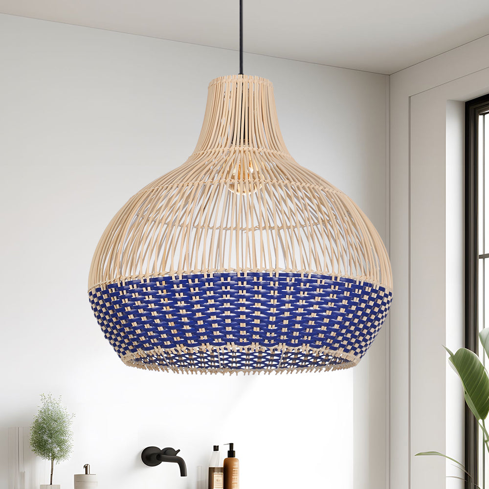 (Q) Handmade Rattan Pendant Light, Bohemian Style Rattan Pendant Light, Suitable For Kitchen, Bedroom, Living Room.