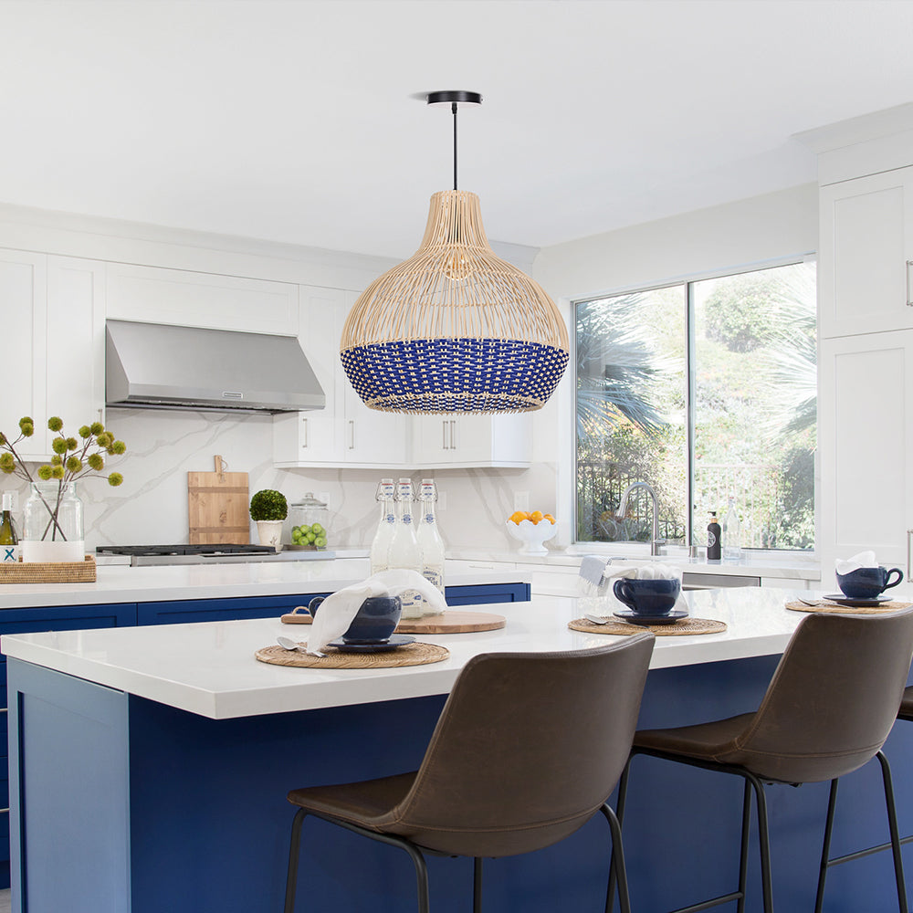 (Q) Handmade Rattan Pendant Light, Bohemian Style Rattan Pendant Light, Suitable For Kitchen, Bedroom, Living Room.