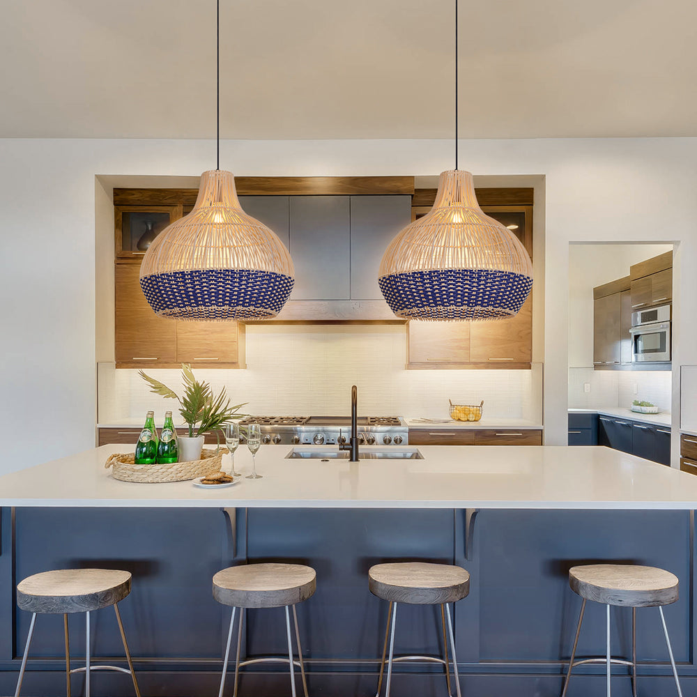 (Q) Handmade Rattan Pendant Light, Bohemian Style Rattan Pendant Light, Suitable For Kitchen, Bedroom, Living Room.