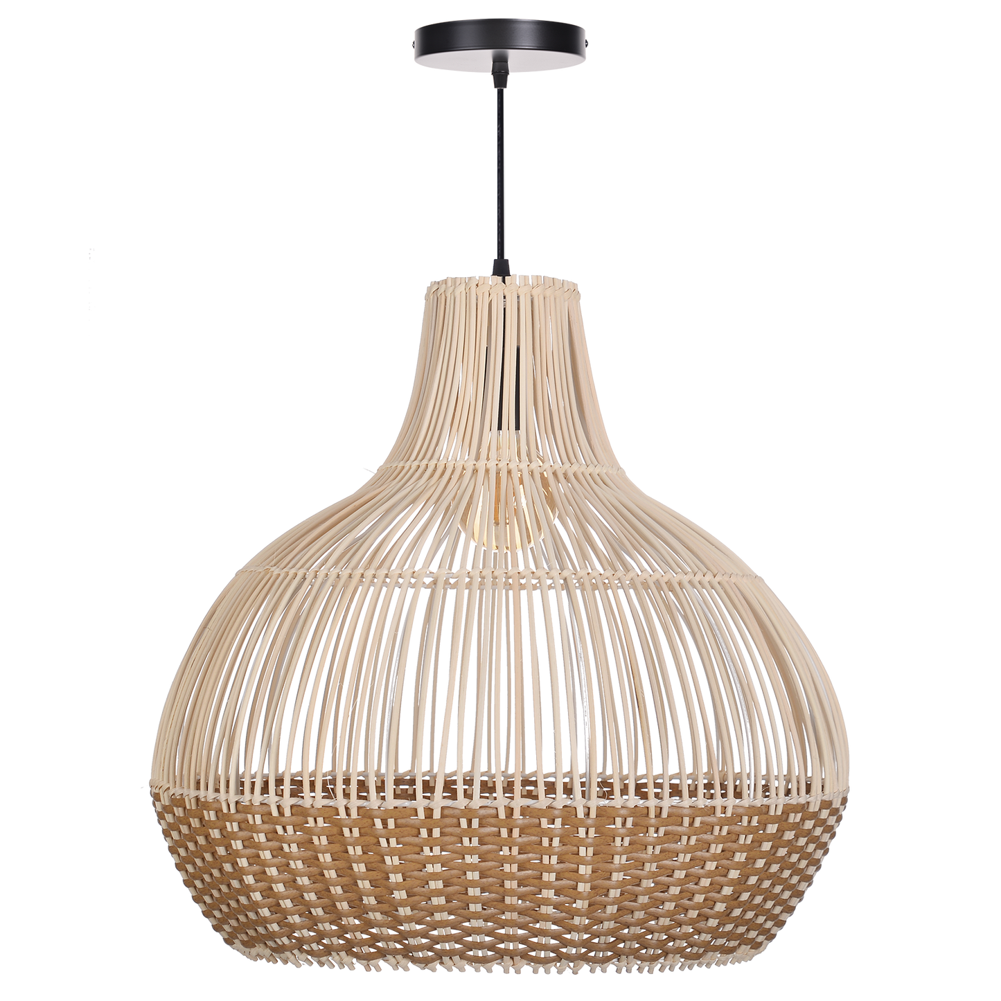 (Q)19.68 Inch Hand Woven Rattan Pendant Light, Modern Bohemian Style Rattan Pendant Light, Suitable For Various Bedrooms And Living Rooms