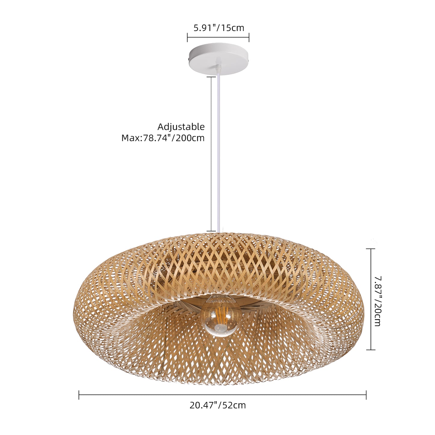 (Q) Handmade Rattan Pendant Light, Bohemian Style Rattan Pendant Light, Suitable For Bedrooms And Living Rooms