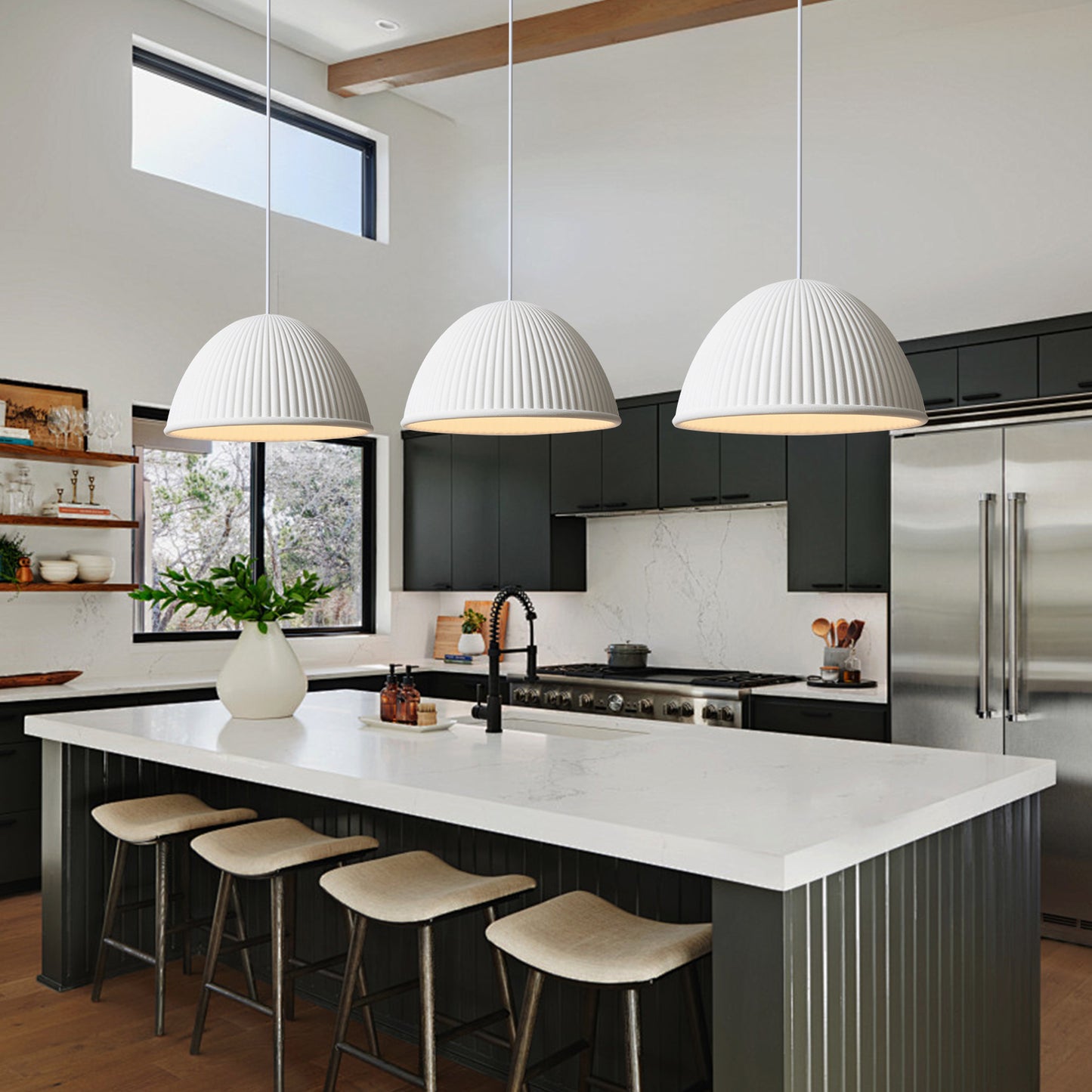 Nordic Modern Art Deco Half Oval Resin Indoor Pendant Light