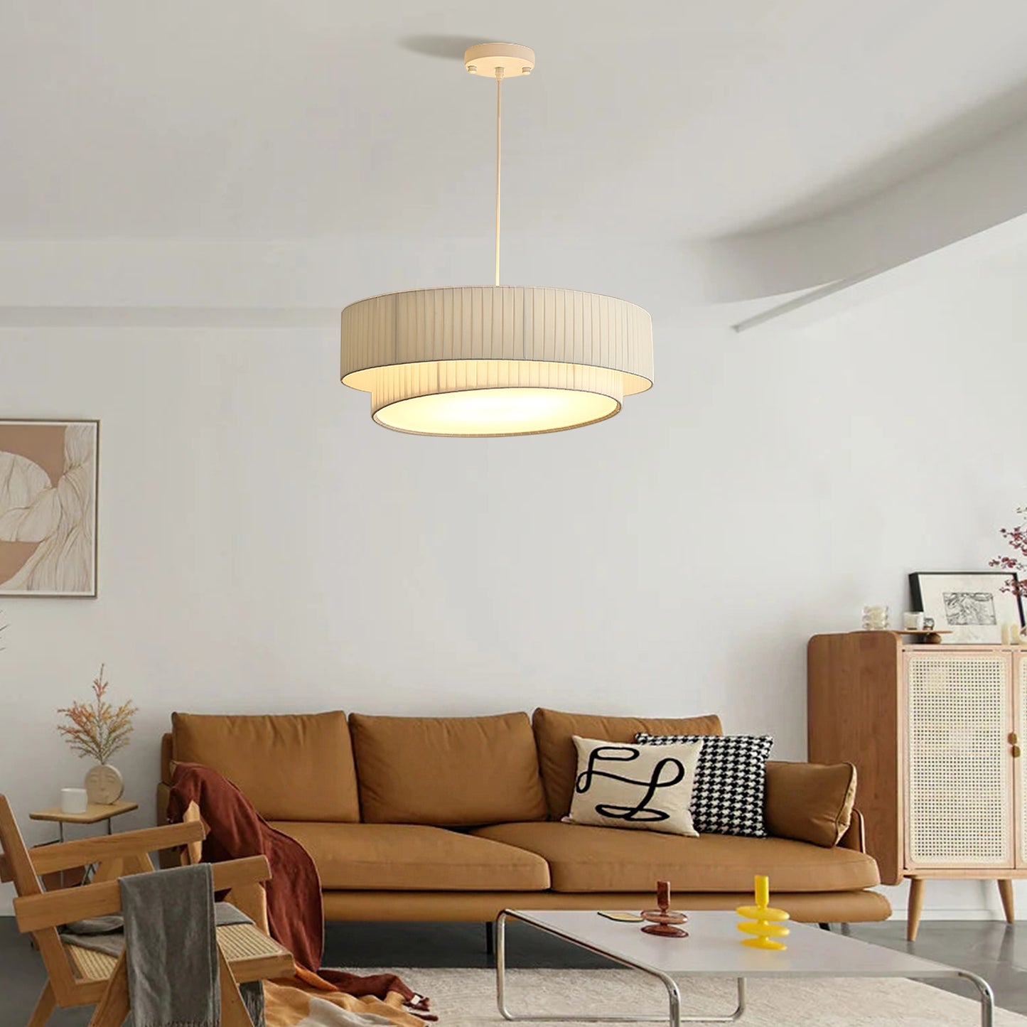 (M)1 - Light White Paper Pendant Light for Living Room