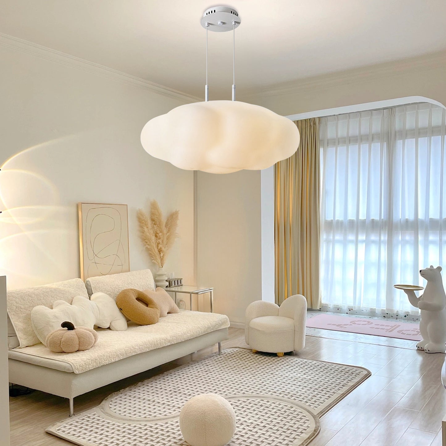 (N) ARTURESTHOME Pendant Light Fixture Modern Art Deco Cloud Lighting Chandelier White for Kitchen